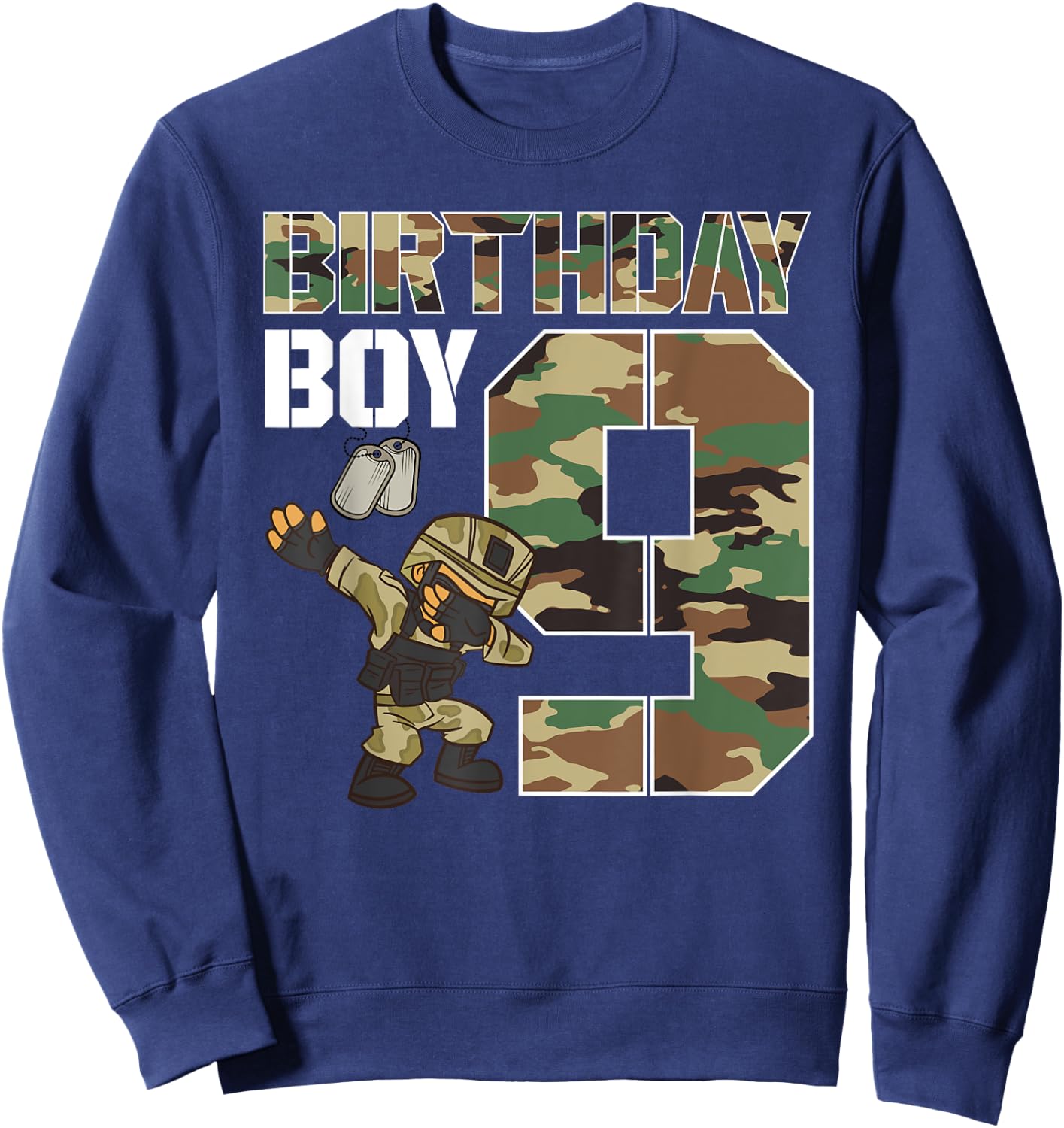 9 Year Old Boy Military Army 9th Birthday Boy Matching Sweatshirt - Sweatshirt | Navy