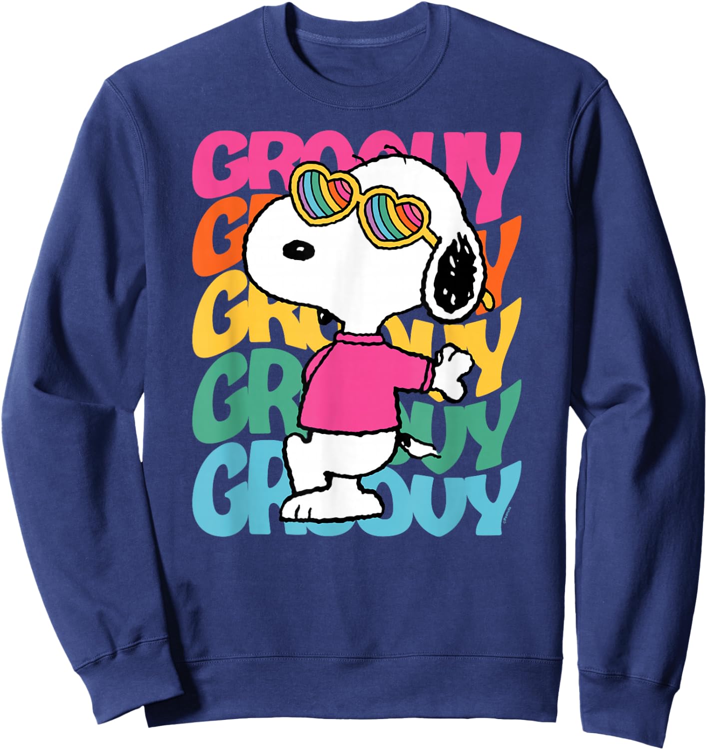 Peanuts - Snoopy Rainbow Groovy Stacked Sweatshirt - Sweatshirt | Navy