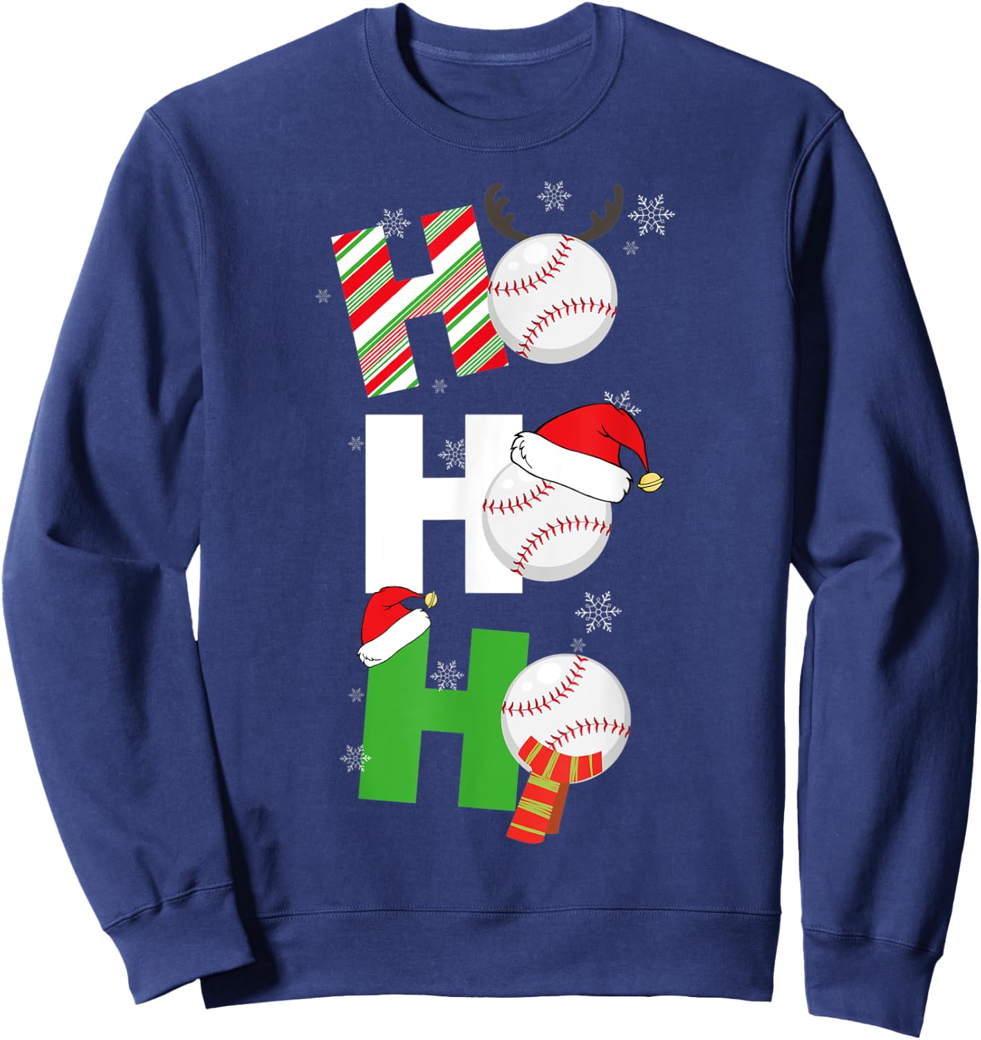 Funny Christmas Baseball Pajamas Player Matching Team Sweatshirt - Sweatshirt | Navy