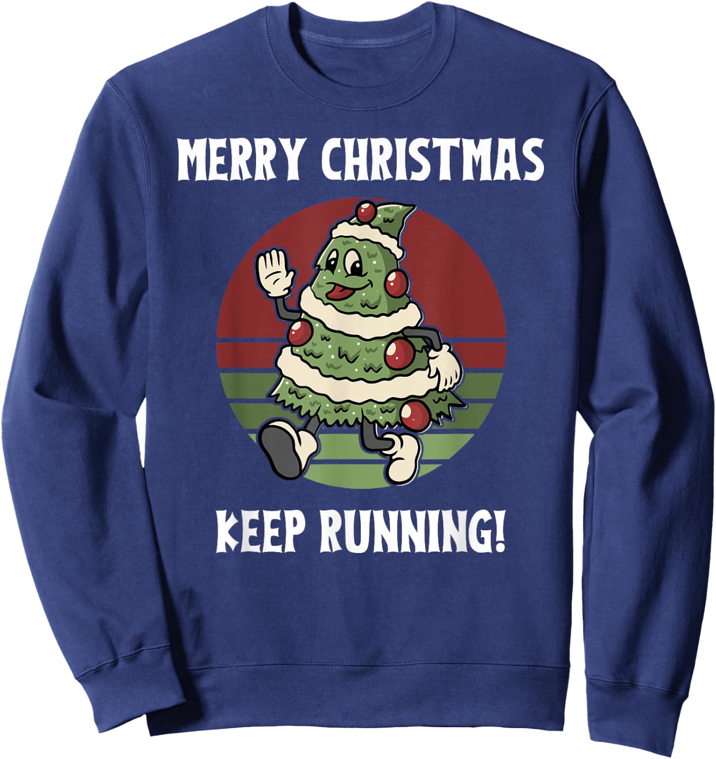 Running Christmas Tree For Runners Who Love Santa Runs Sweatshirt - Sweatshirt | Navy