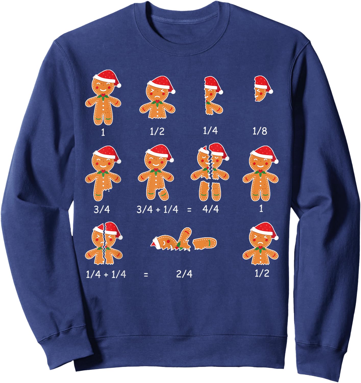 Xmas Cookies Santa Hat Fractions Math Teacher Christmas Sweatshirt - Sweatshirt | Navy