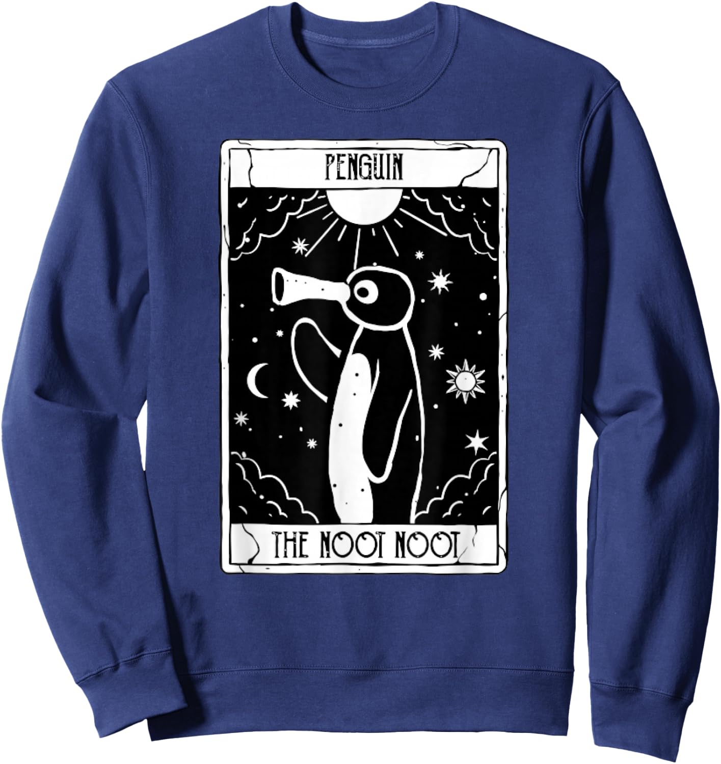 Noot Funny Penguin Tarot Vintage Distressed Sweatshirt - Sweatshirt | Navy