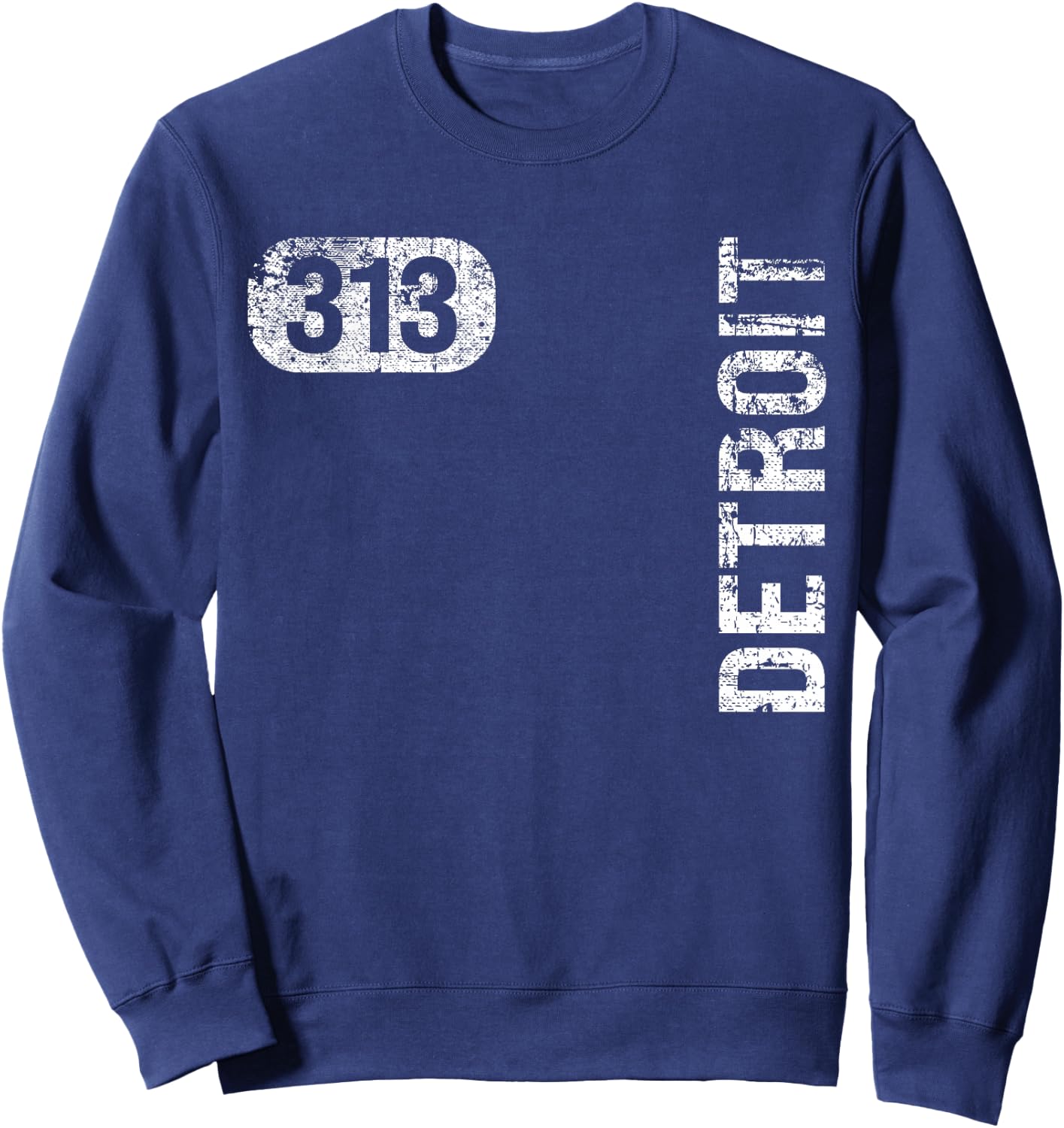 MI Hometown Love Retro Souvenir Apparel Detroit Michigan 313 Area Code Vintage Retro -Adult Black Small Classic Fit Short Sleeve Sweatshirt - Sweatshirt | Navy