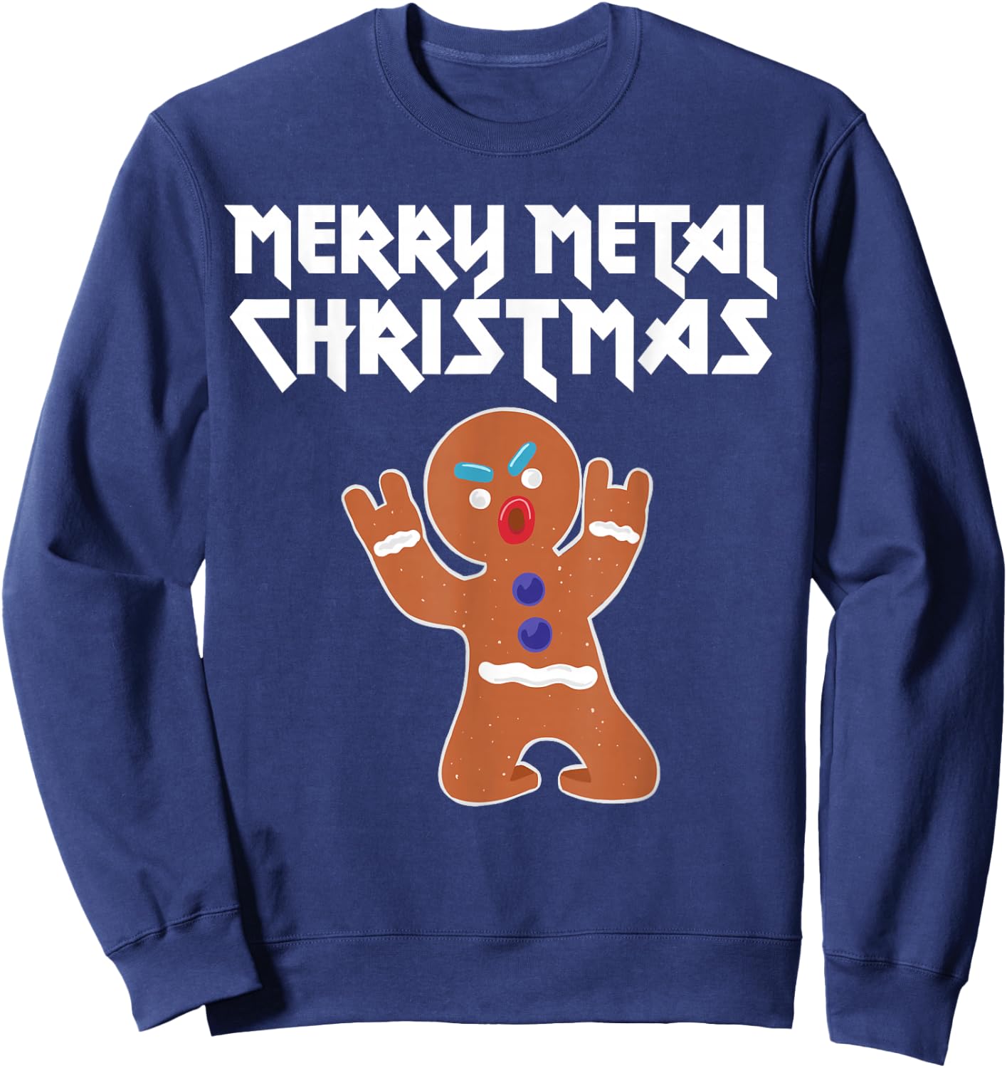 Metal Christmas funny Metal Gingerbread Man Sweatshirt - Sweatshirt | Navy