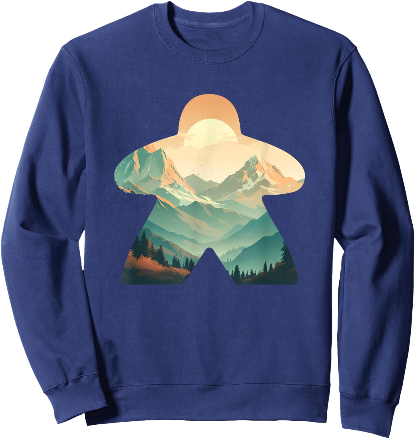 Meeple Nature Forest Adventure Tabletop Mountain Meeple Sweatshirt - Sweatshirt | Navy