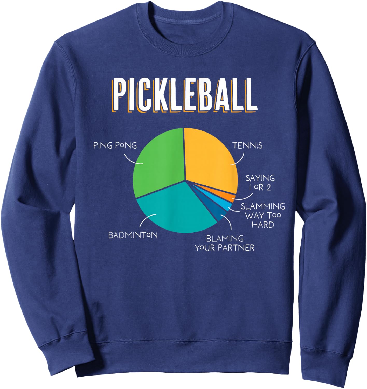 Pickleball Pie Chart 1 or 2 Slam Funny Pickleball Sweatshirt - Sweatshirt | Navy