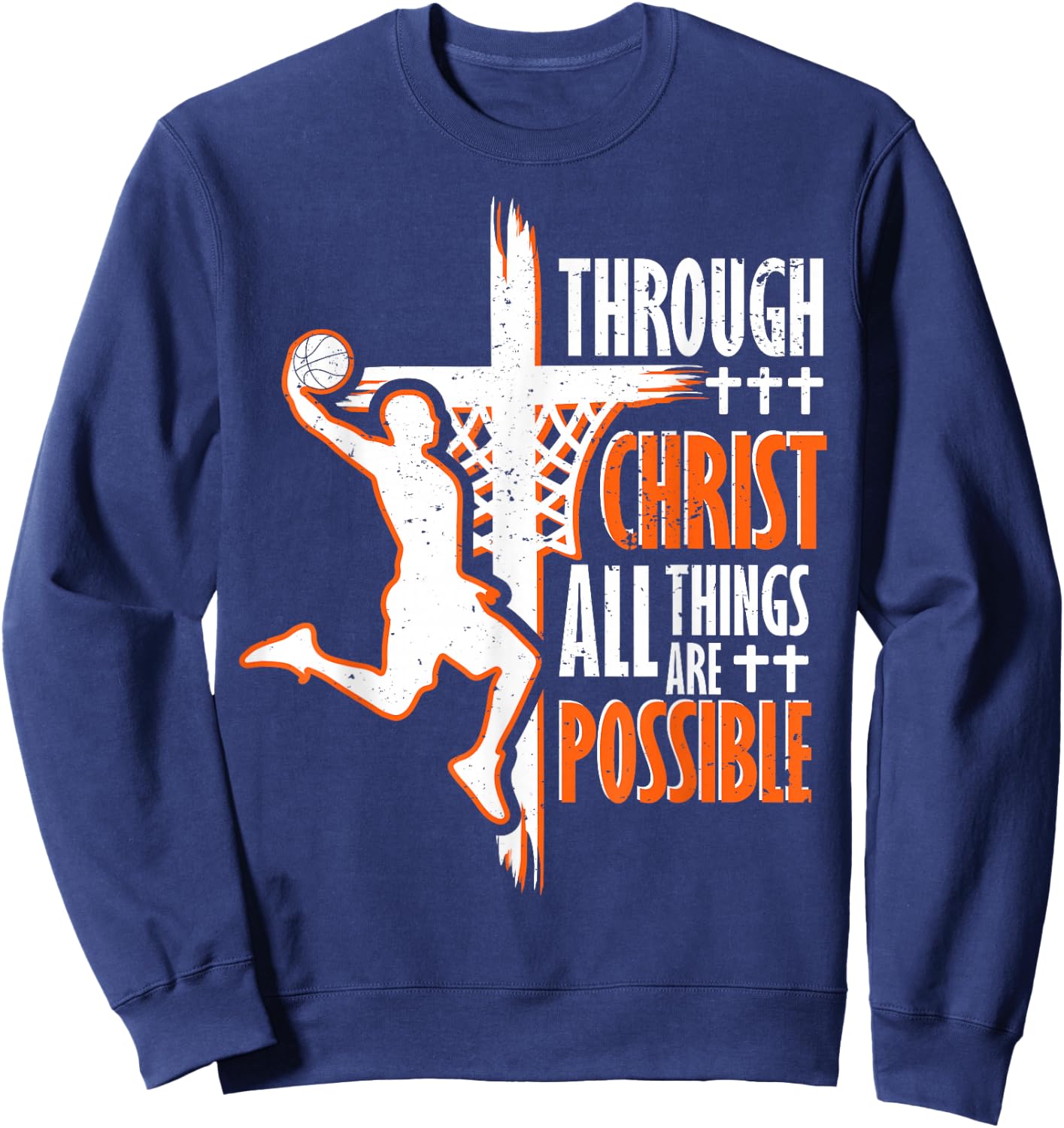 Christian Basketball Jesus Christ Basketball Religious Funny Sweatshirt - Sweatshirt | Navy