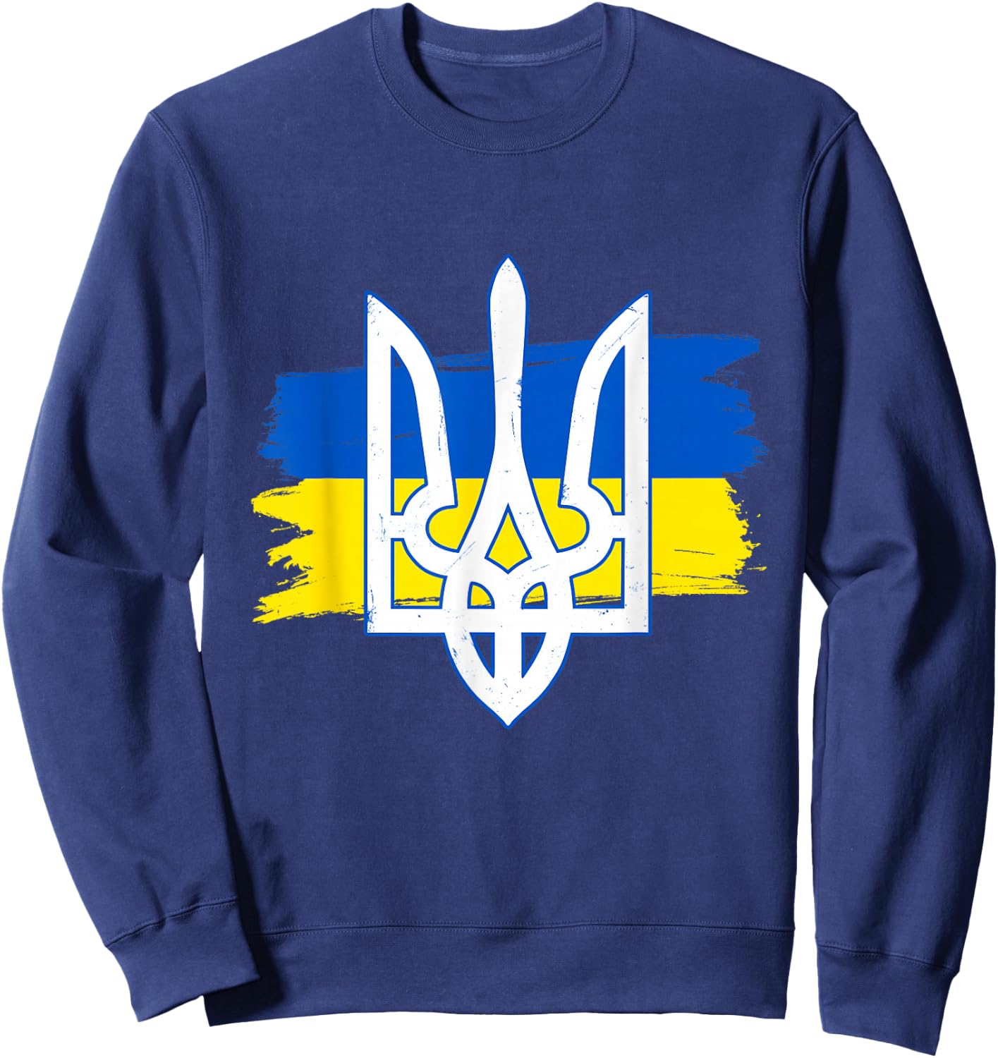 Ukraine Flag Trident - Ukrainian Tryzub Patriotic Women Kids Men Sweatshirt - Sweatshirt | Navy