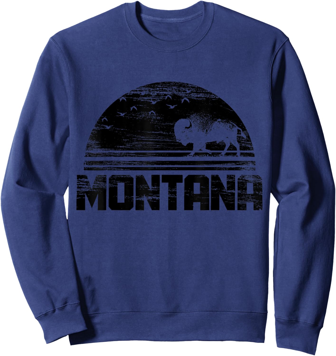 Montana Bison American Buffalo National Park Pride Vintage Sweatshirt - Sweatshirt | Navy