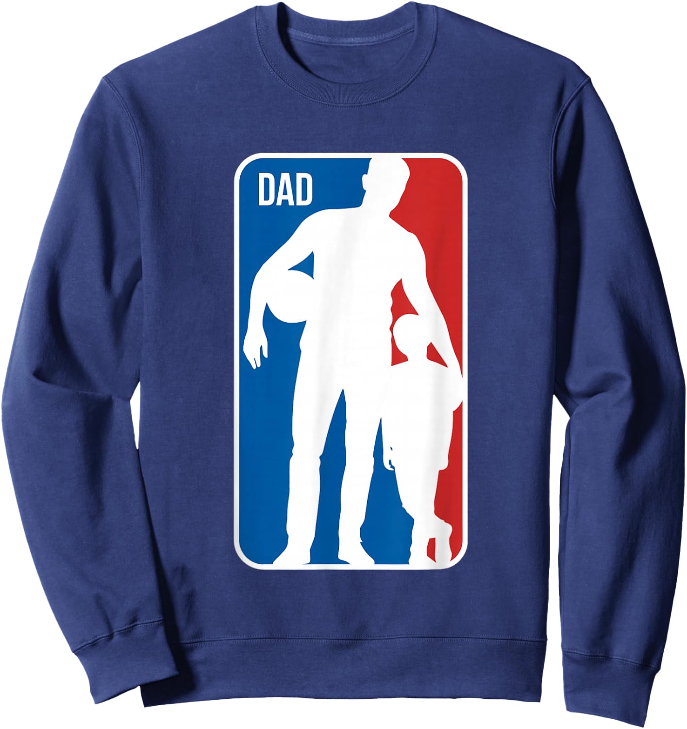 Dad Sports Logo Basketball Dad Son Silhouette Fathers Day Sweatshirt - Sweatshirt | Navy