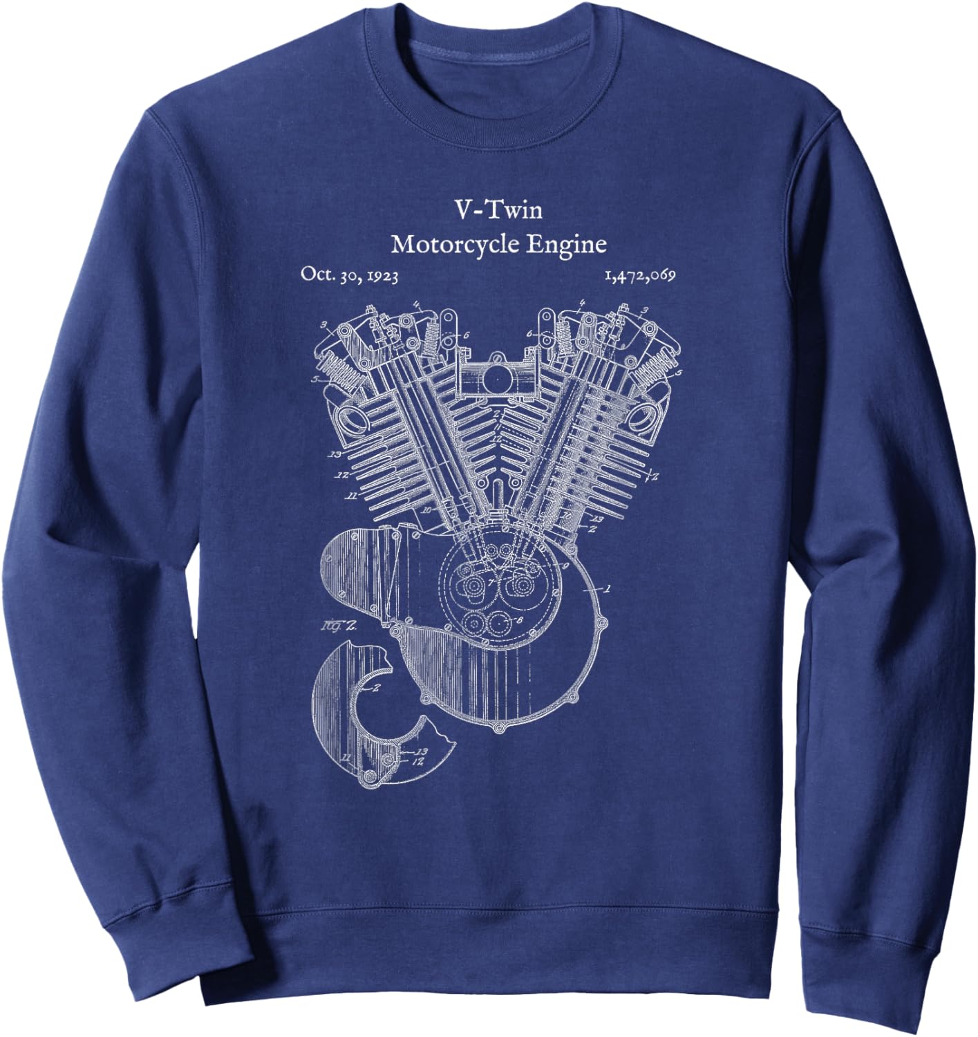 Vintage V-Twin Motorcycle Engine Shirt - Street Bike Sweatshirt - Sweatshirt | Navy