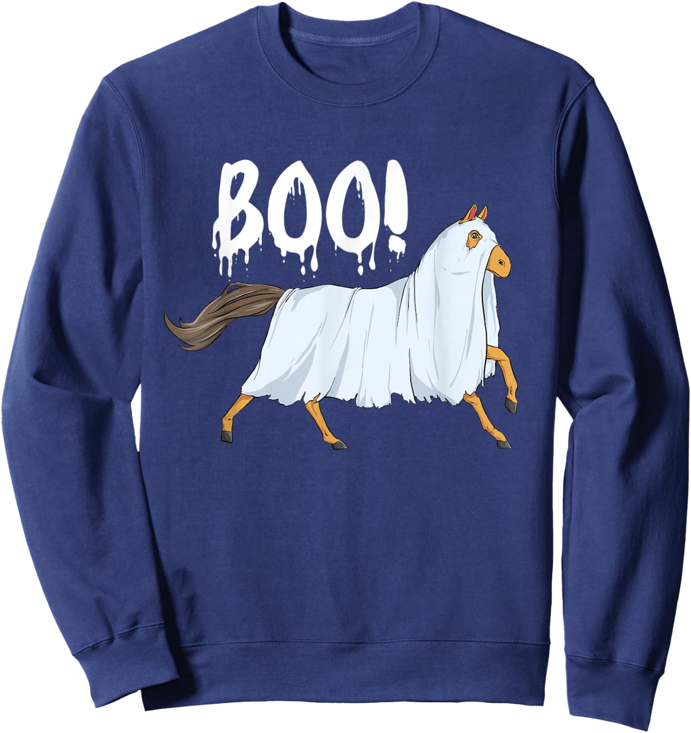 Boo - Halloween Horse Horses Horseback Riding Equestrian Sweatshirt - Sweatshirt | Navy