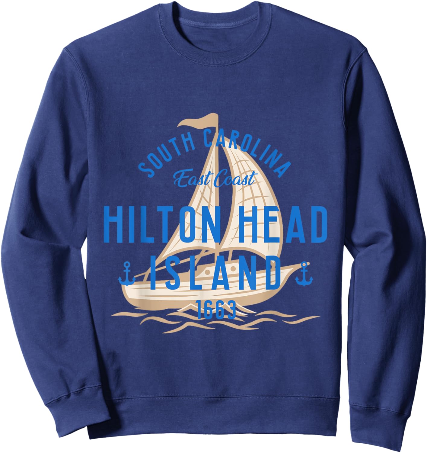 Vintage Sailboat Hilton Head South Carolina Marine Retro Sweatshirt - Sweatshirt | Navy