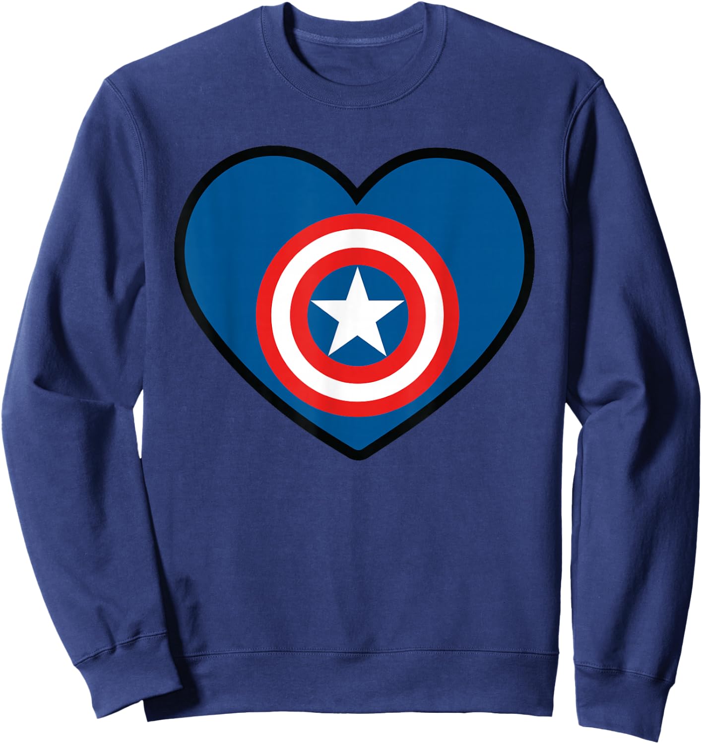 Marvel Captain America Avengers Heart Love Valentine’s Day Sweatshirt - Sweatshirt | Navy