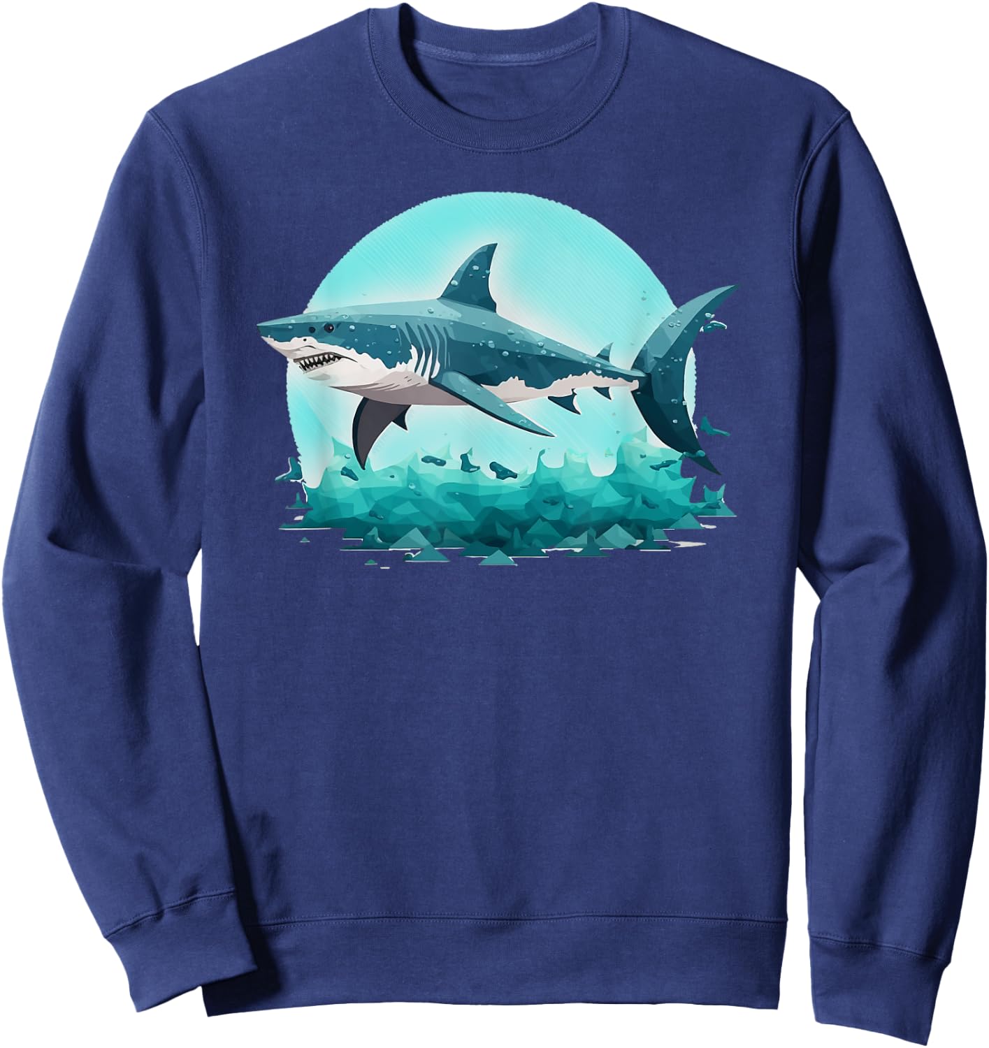 White Great Shark Open Ocean Sweatshirt - Sweatshirt | Navy