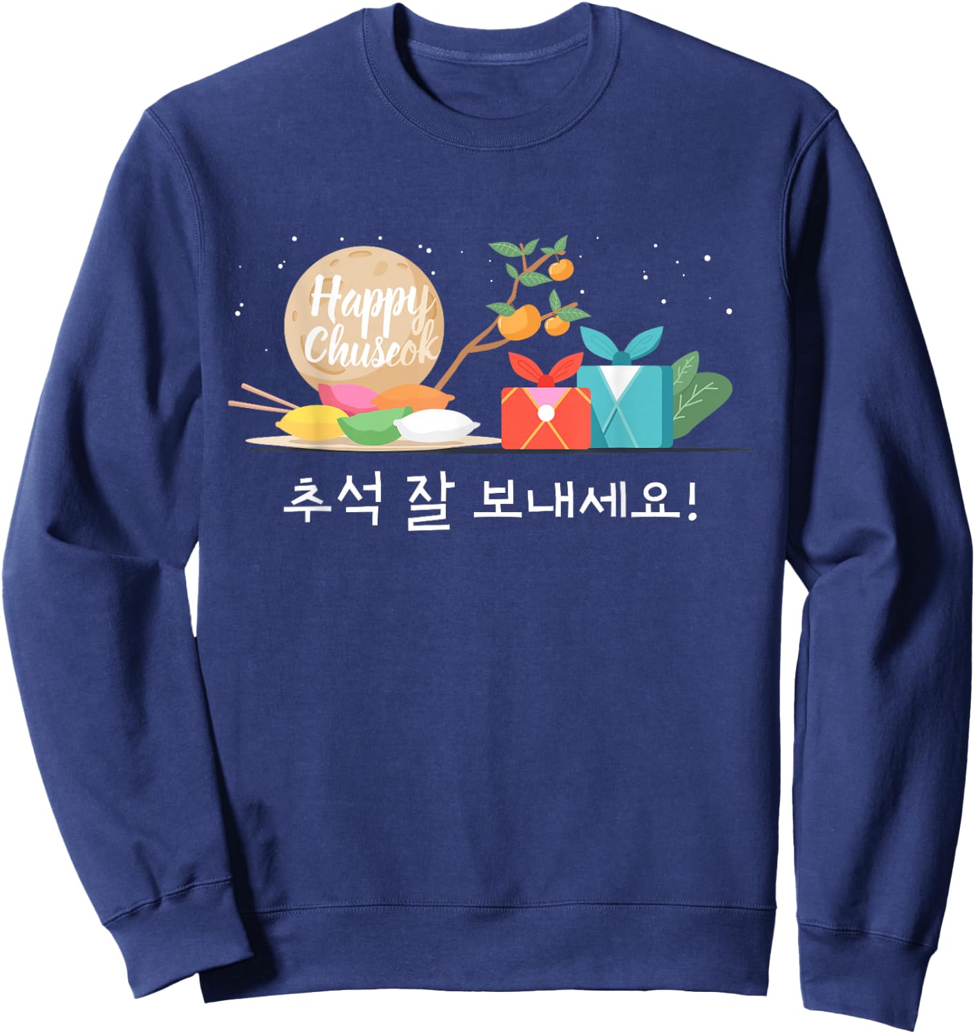 KOREA HAPPY CHUSEOK, Korean Harvest Celebration Sweatshirt - Sweatshirt | Navy