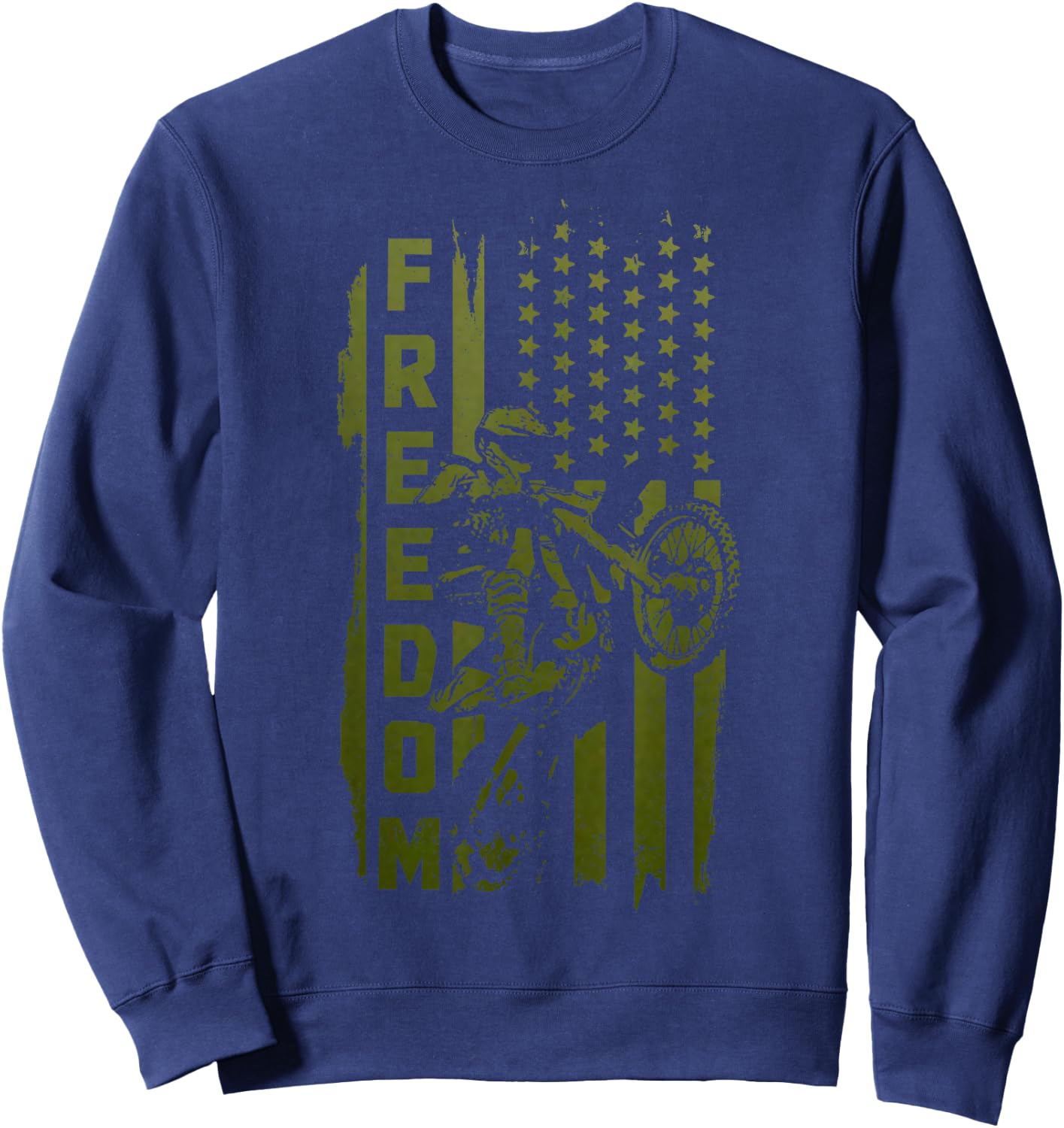 Dirt Bike Freedom American Flag MX Patriotic Motocross Kids Men Sweatshirt - Sweatshirt | Navy
