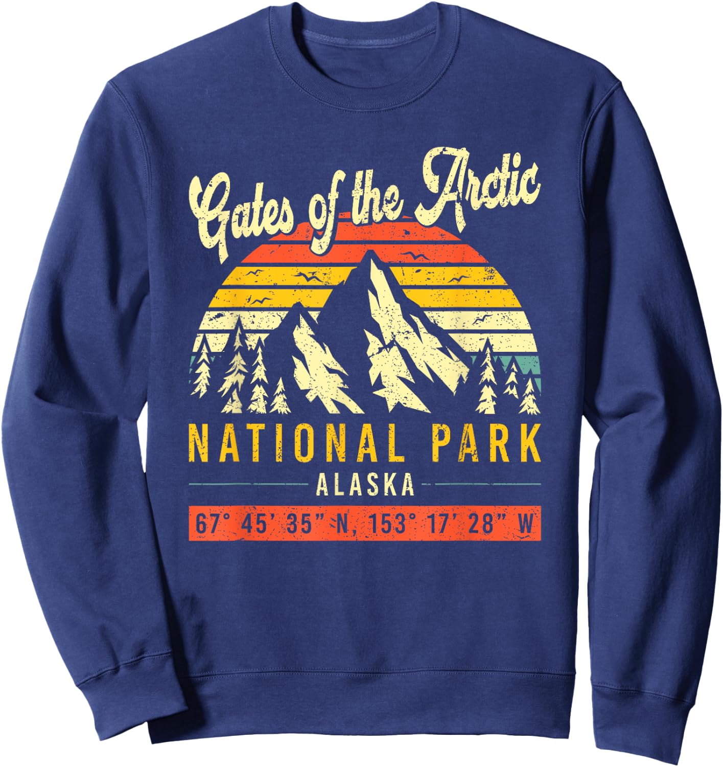 Gates Of The Arctic Vintage Retro Alaska National Park Sweatshirt - Sweatshirt | Navy