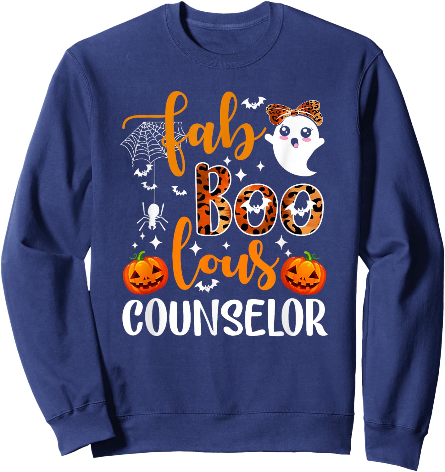 Cute Ghost Faboolous Counselor Funny Counselor Halloween Sweatshirt - Sweatshirt | Navy