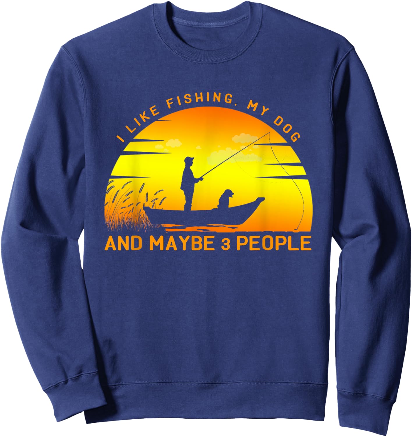 I like fishing, my dog and maybe 3 people - Vintage fishing Women Kids Sweatshirt - Sweatshirt | Navy