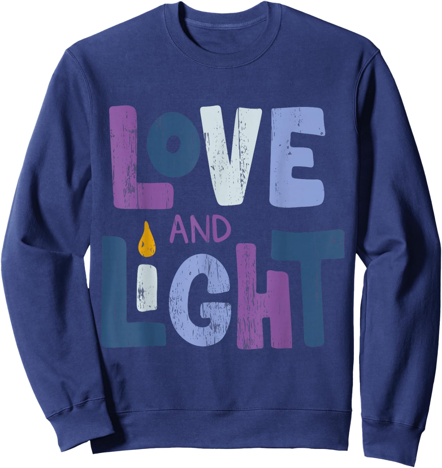 Love and Light | Hanukkah Sweatshirt - Sweatshirt | Navy