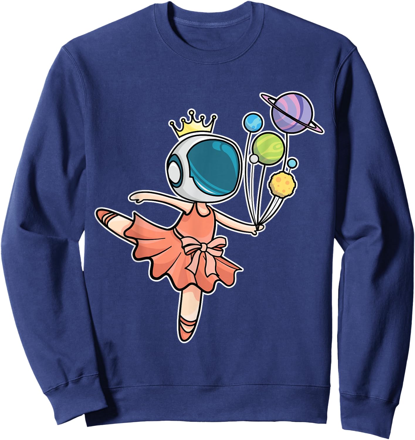 Cute Ballerina Girl Space Astronaut Sweatshirt - Sweatshirt | Navy