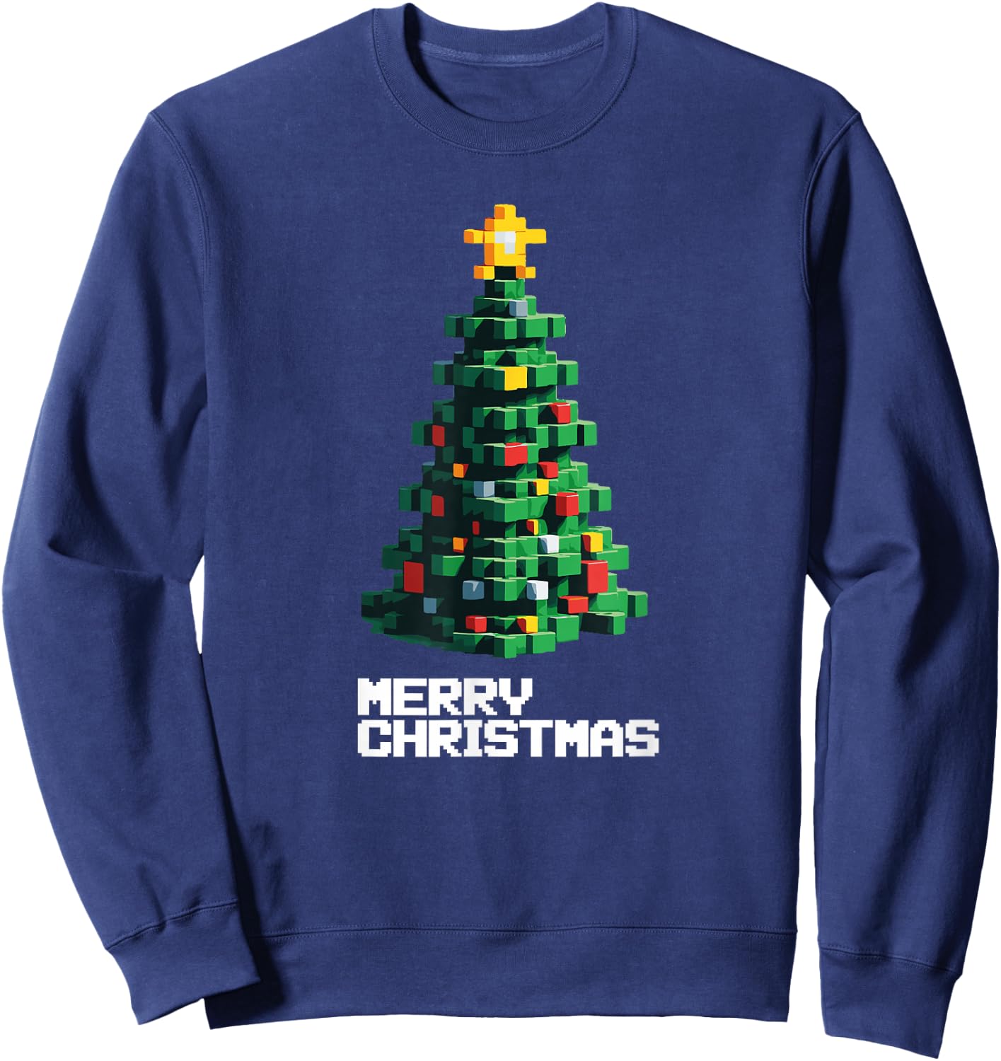 Santa's Christmas Tree Gamer Ugly Xmas Sweater 8-BIt Gaming Sweatshirt - Sweatshirt | Navy