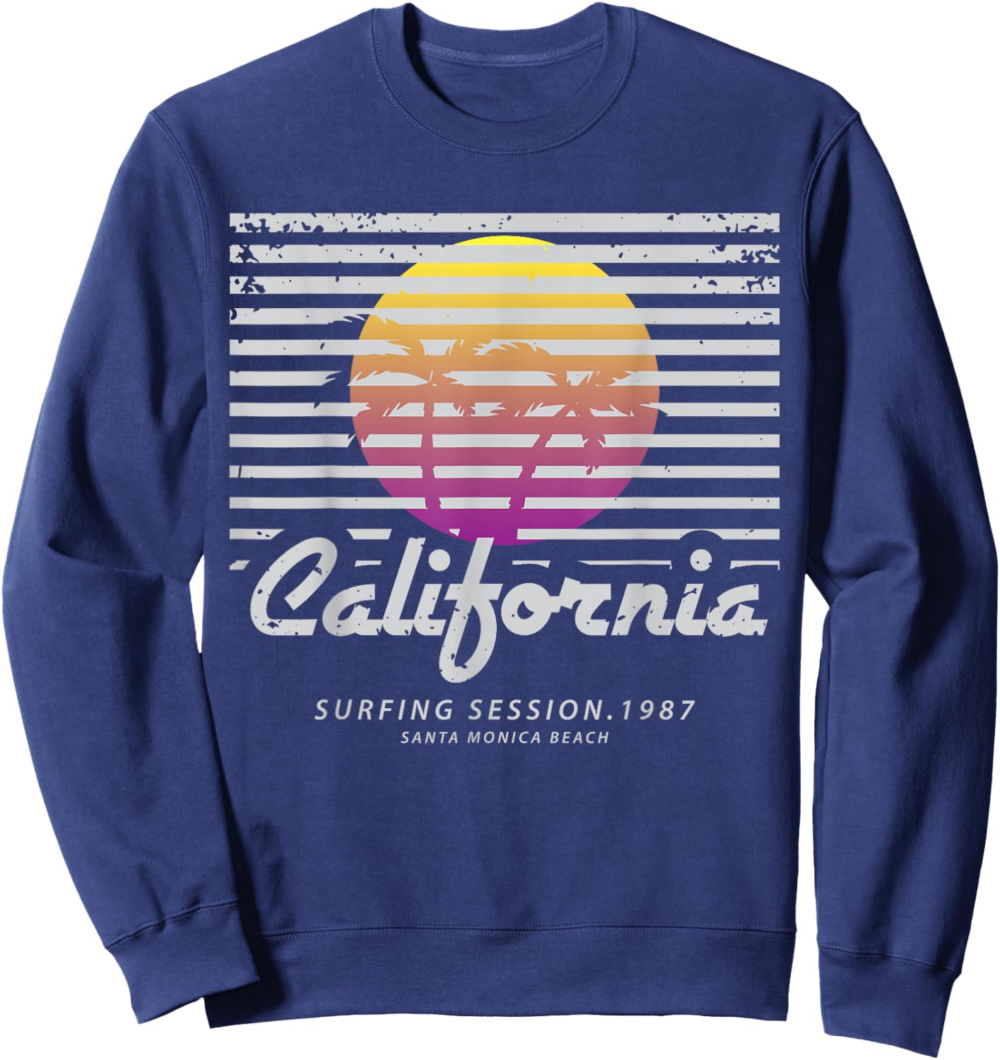 California Surfing Session 1987 Santa Monica Beach Sweatshirt - Sweatshirt | Navy