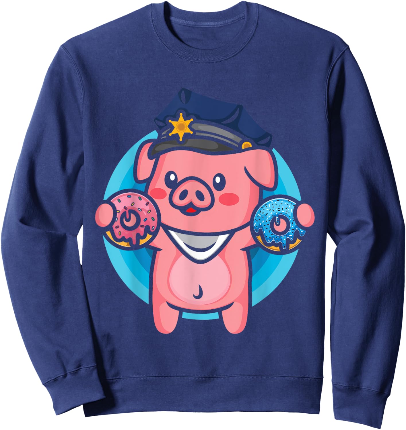 Pig Police Farmer Officer Funny Pig Cop Donut Doughnut Lover Sweatshirt - Sweatshirt | Navy