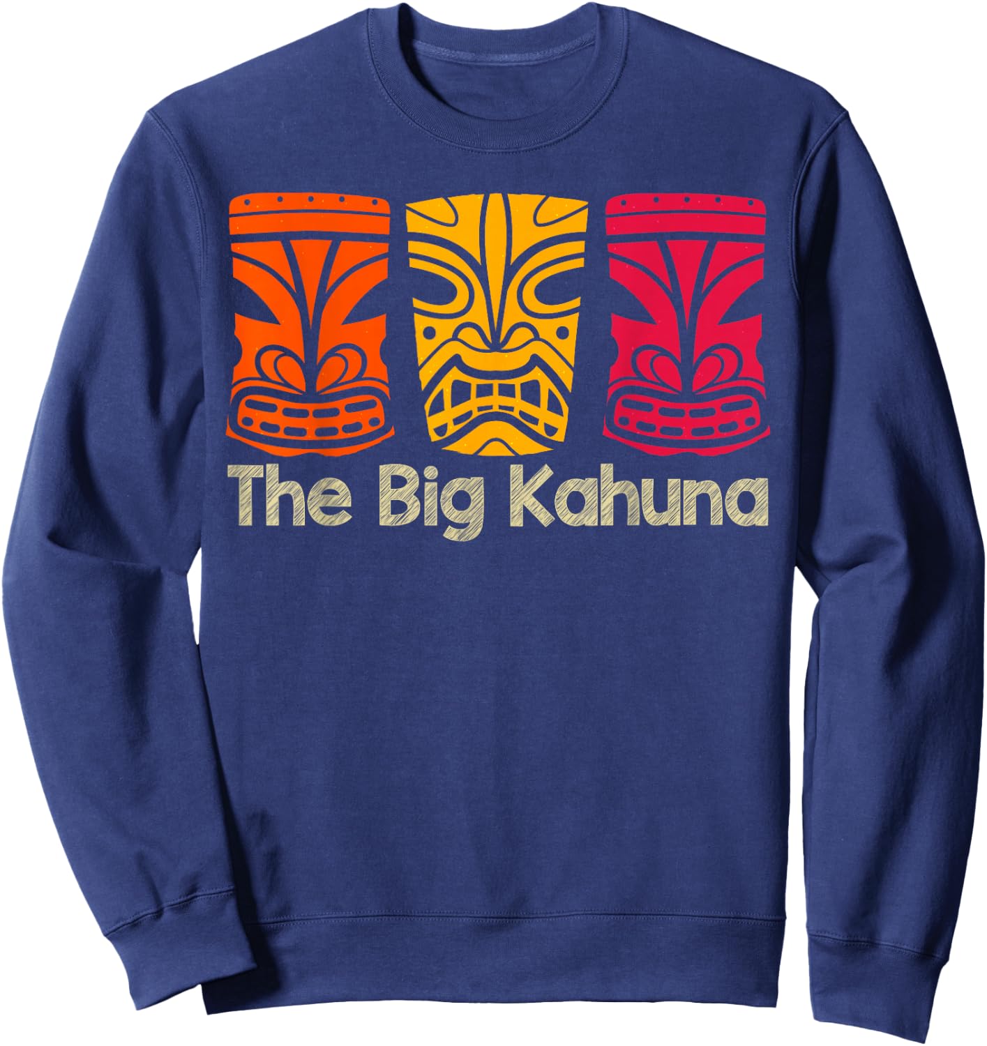 The Big Kahuna Polynesian Surfing Retro Vintage Novelty Sweatshirt - Sweatshirt | Navy