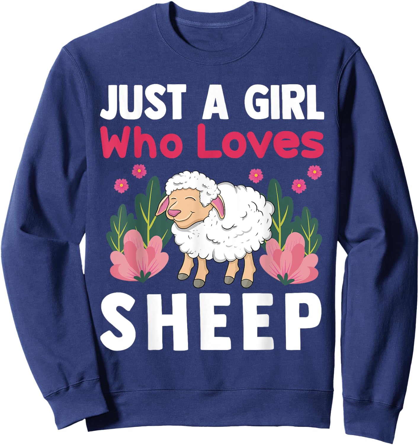 Cute Sheep Art For Sheep Lover Women Girls Kids Farm Animal Sweatshirt - Sweatshirt | Navy