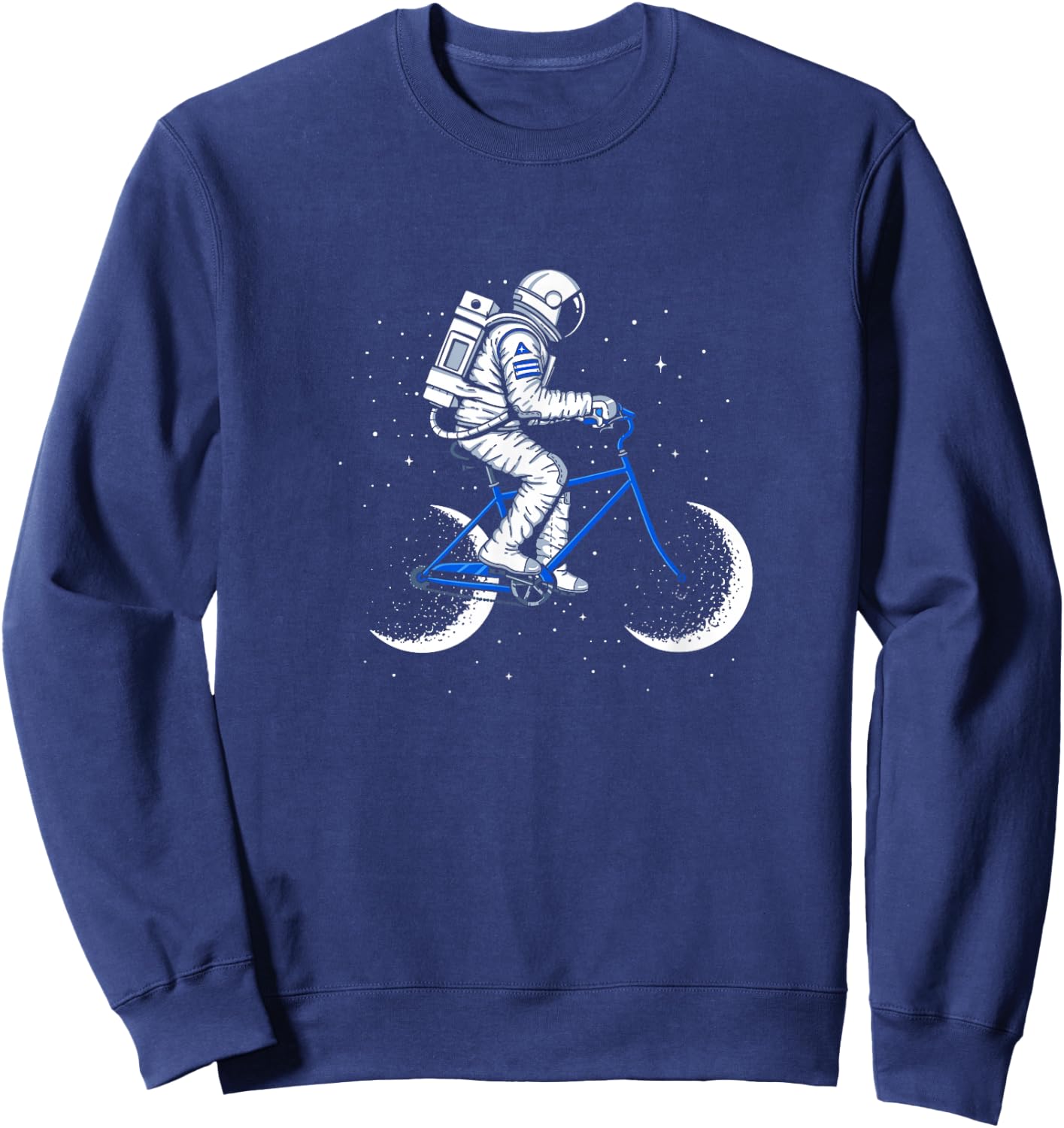 Moon Cycle Astronaut on Bicycle Space Galaxy Sweatshirt - Sweatshirt | Navy