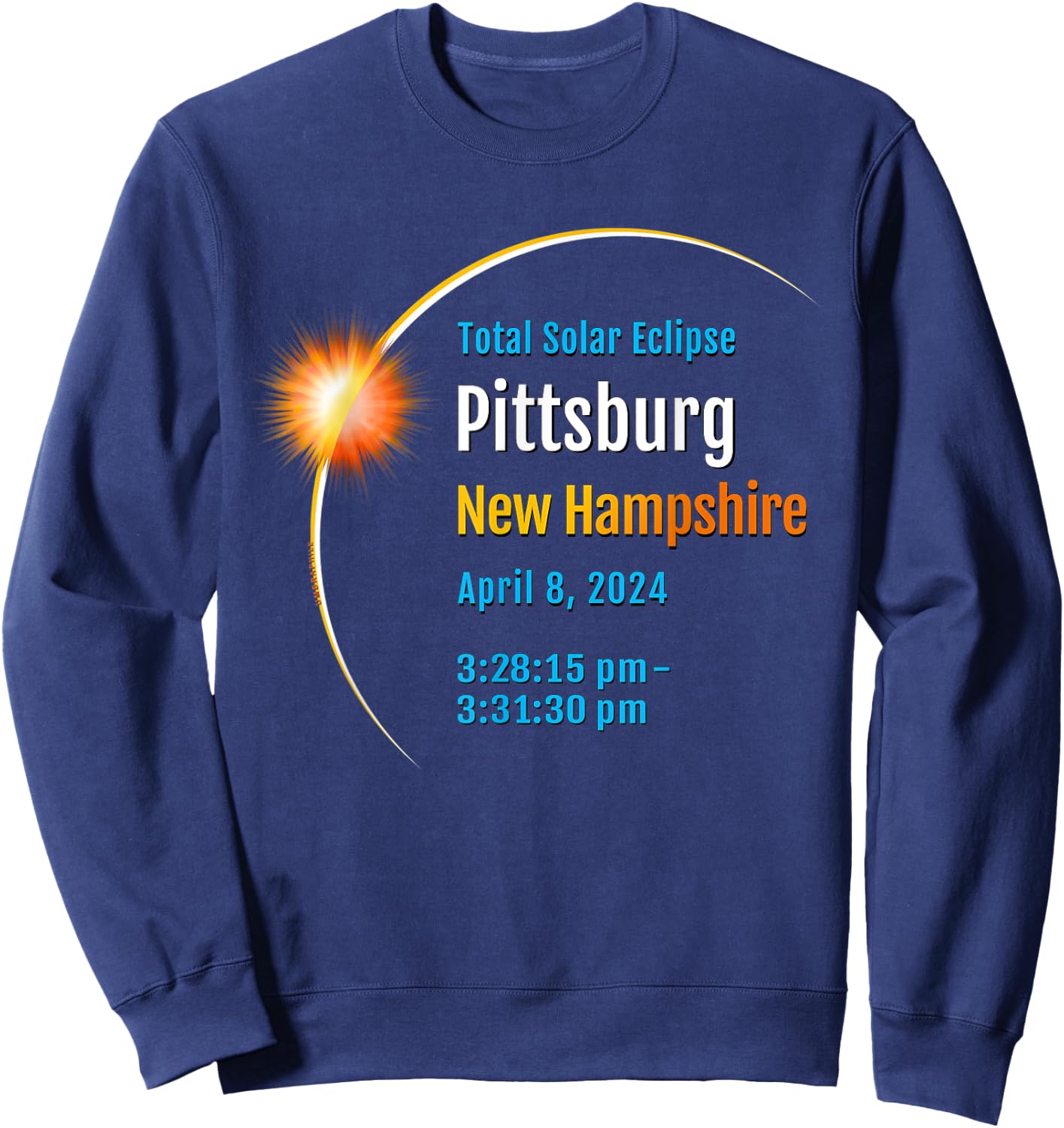 Pittsburg New Hampshire NH Total Solar Eclipse 2024 :: 1 :: Sweatshirt - Sweatshirt | Navy