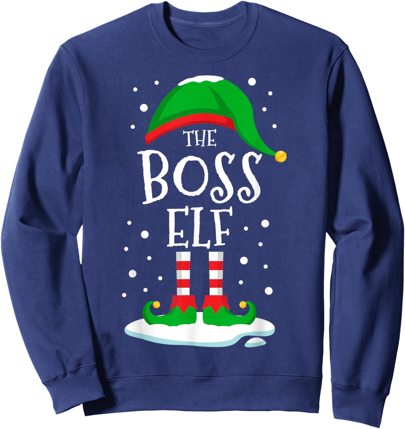 The Boss Elf Christmas Family Matching Xmas Group Funny Sweatshirt - Sweatshirt | Navy