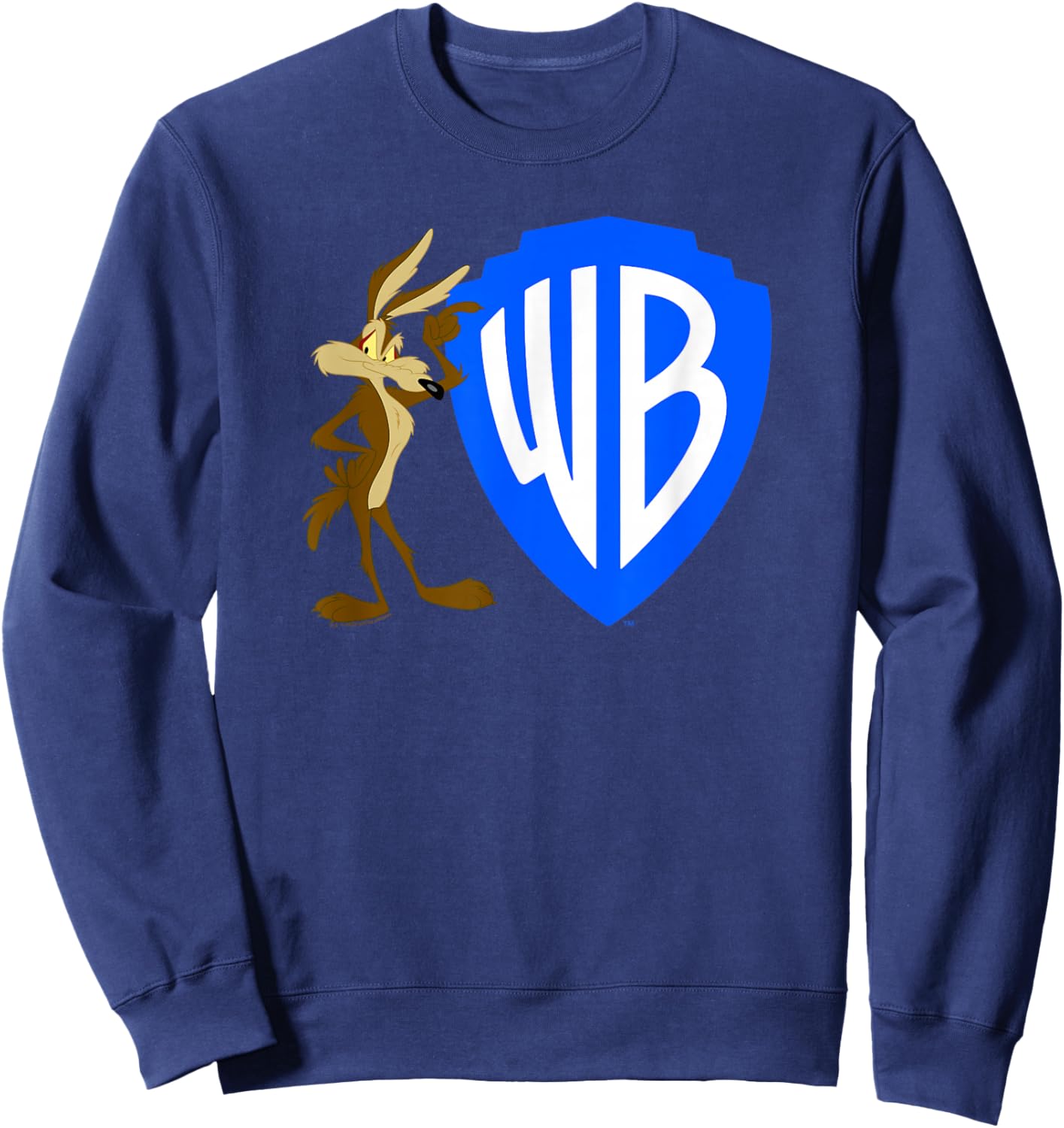 WB100 Wile E. Coyote Warner Bros. Classic Badge Logo Sweatshirt - Sweatshirt | Navy