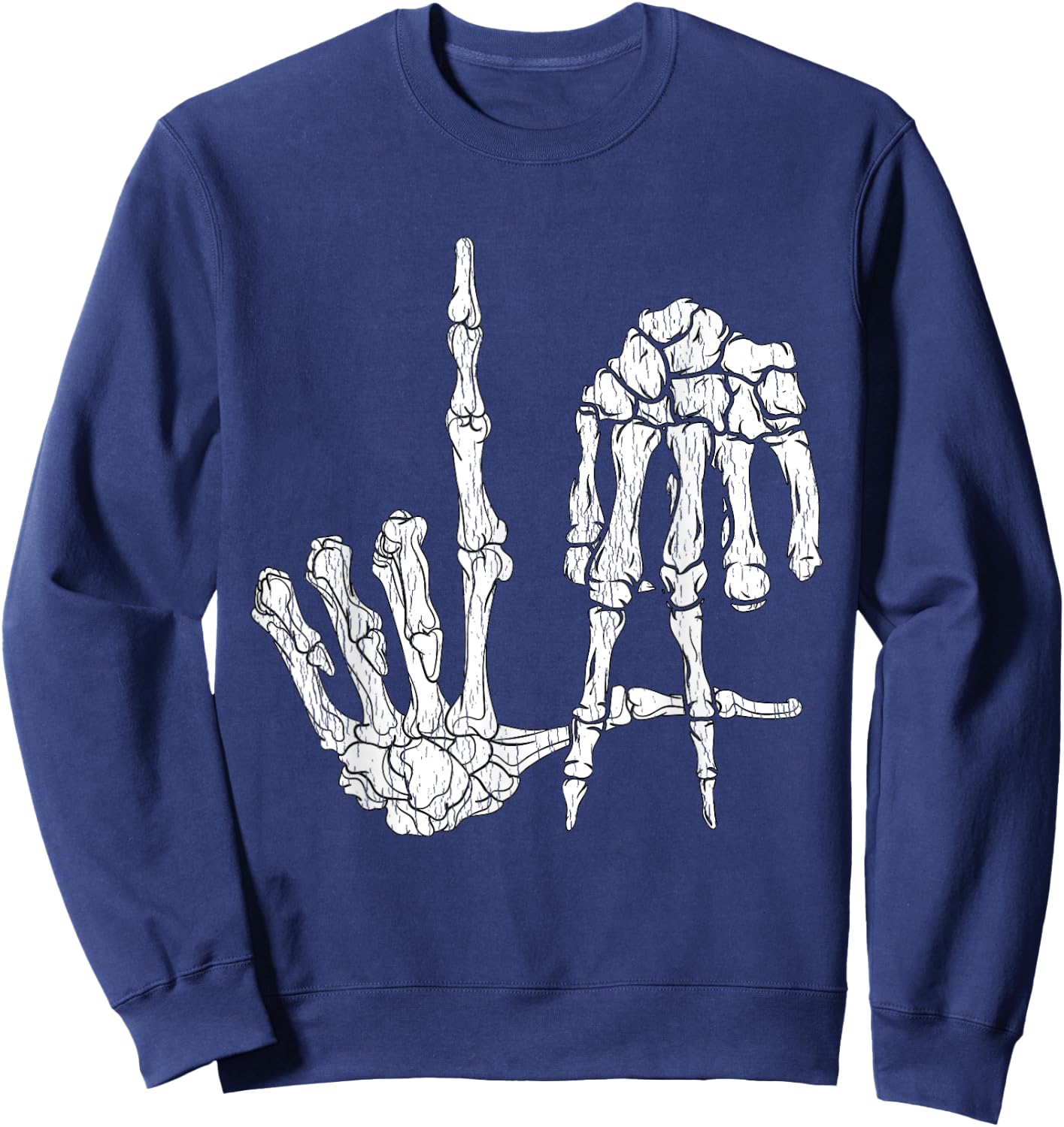 Retro LA Hands Skeleton Los Angeles Hand Sign Halloween Sweatshirt - Sweatshirt | Navy