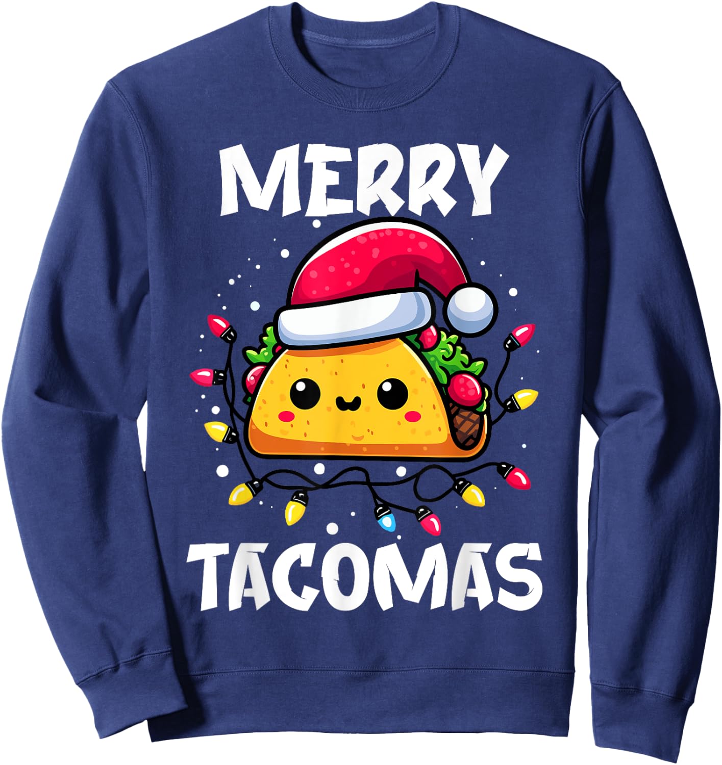 Merry Tacomas Christmas Taco Santa Claus Hat Funny Boys Sweatshirt - Sweatshirt | Navy