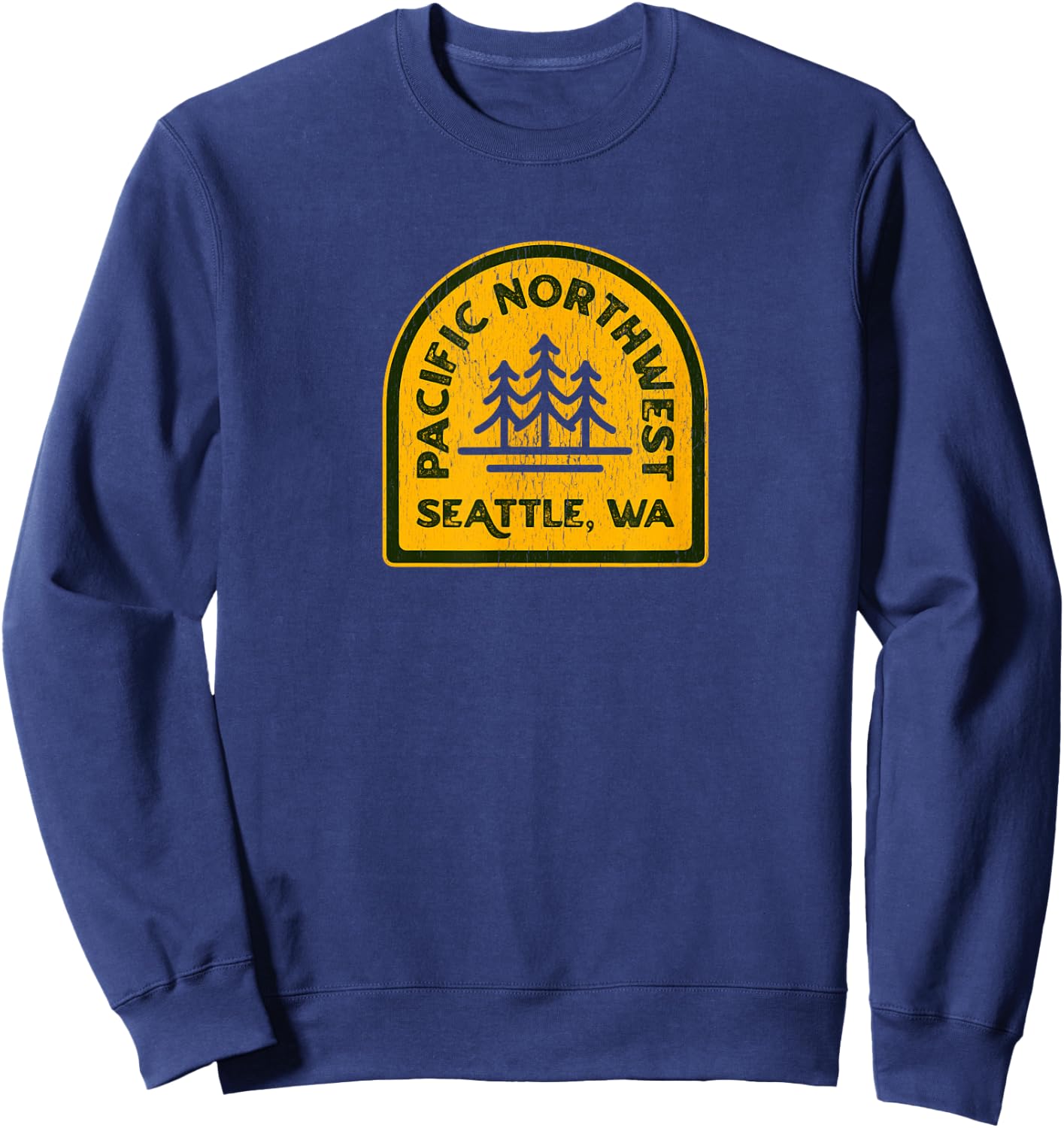 Vintage Seattle Washington PNW Pacific Northwest Sweatshirt - Sweatshirt | Navy