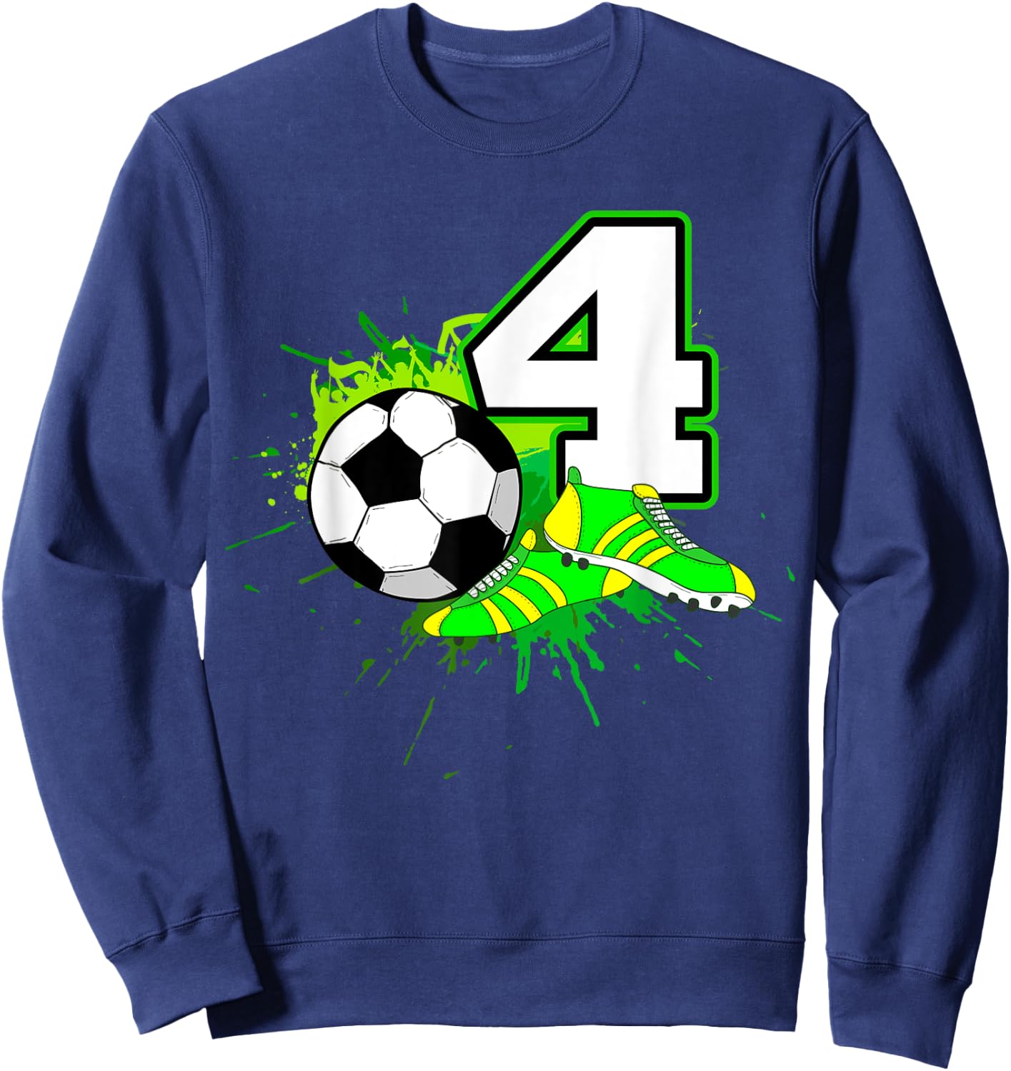 4th Birthday Soccer Football Sport 4 Year Old Funny B-Day Sweatshirt - Sweatshirt | Navy