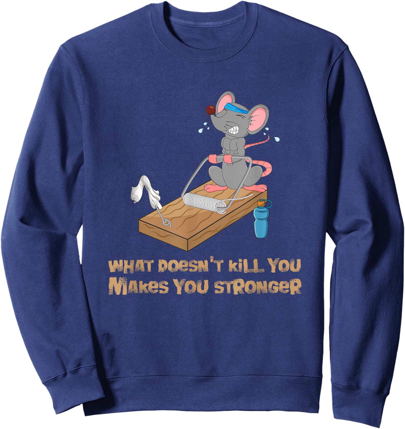 Mouse Training Mousetrap Fitness Workout Bench Press Funny Sweatshirt - Sweatshirt | Navy