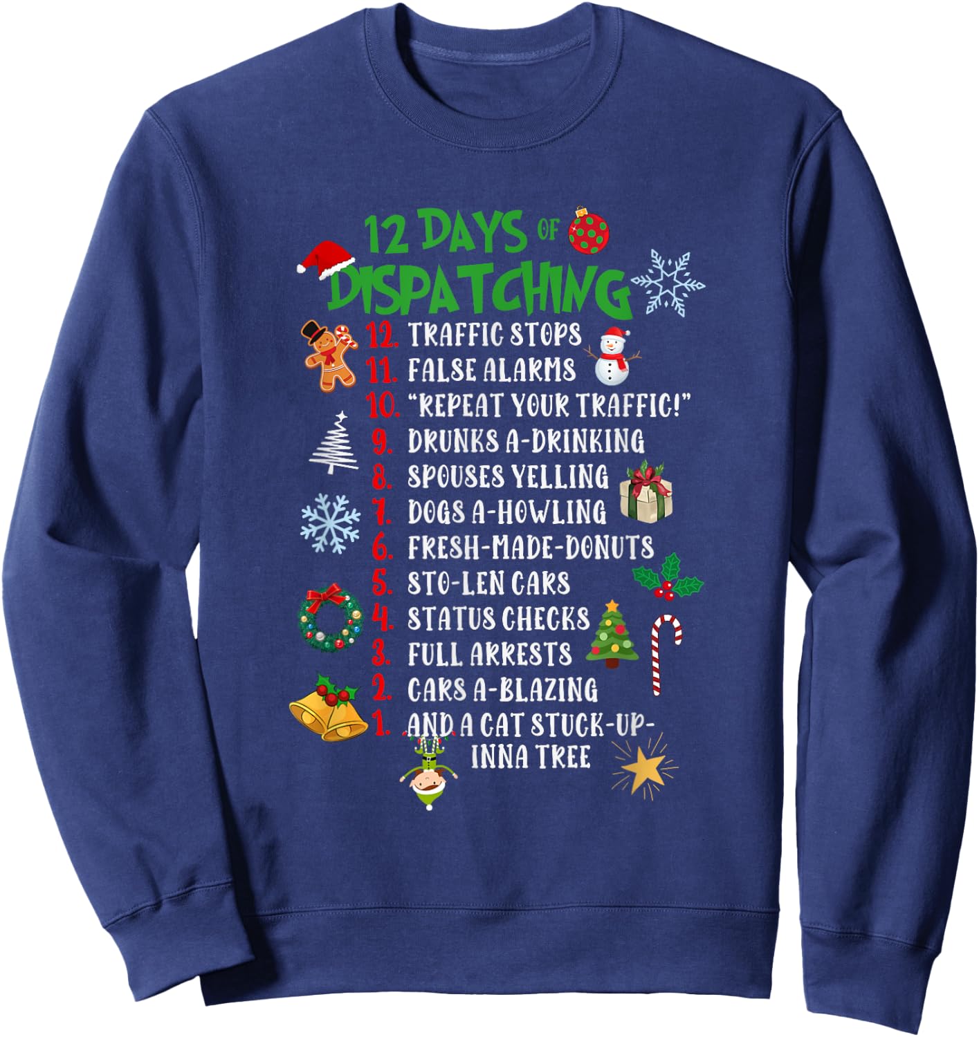 Funny 911 Dispatcher Police Thin Gold Line Sweatshirt - Sweatshirt | Navy