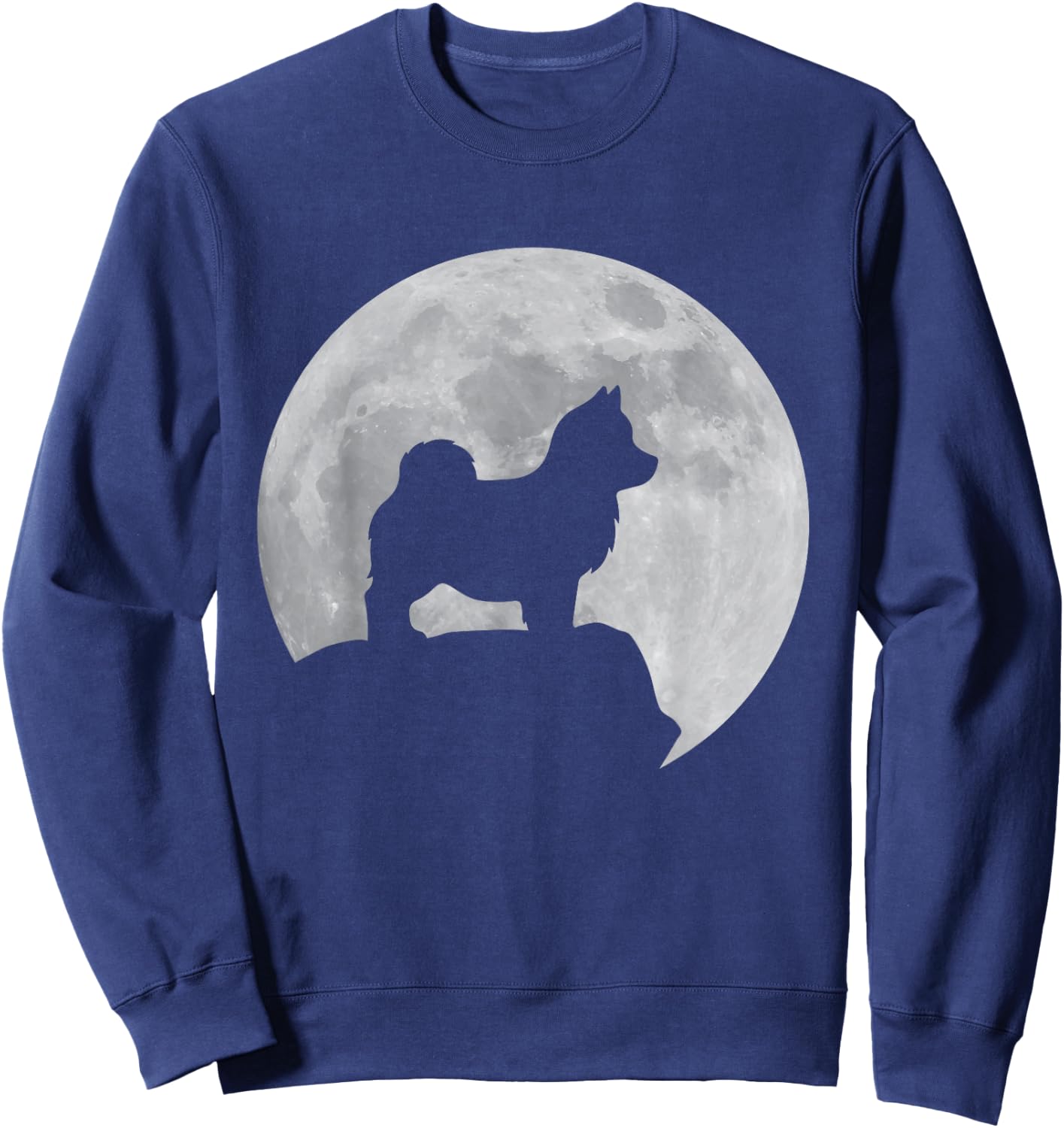 Moon And Dog Silhouette - Pomsky Sweatshirt - Sweatshirt | Navy