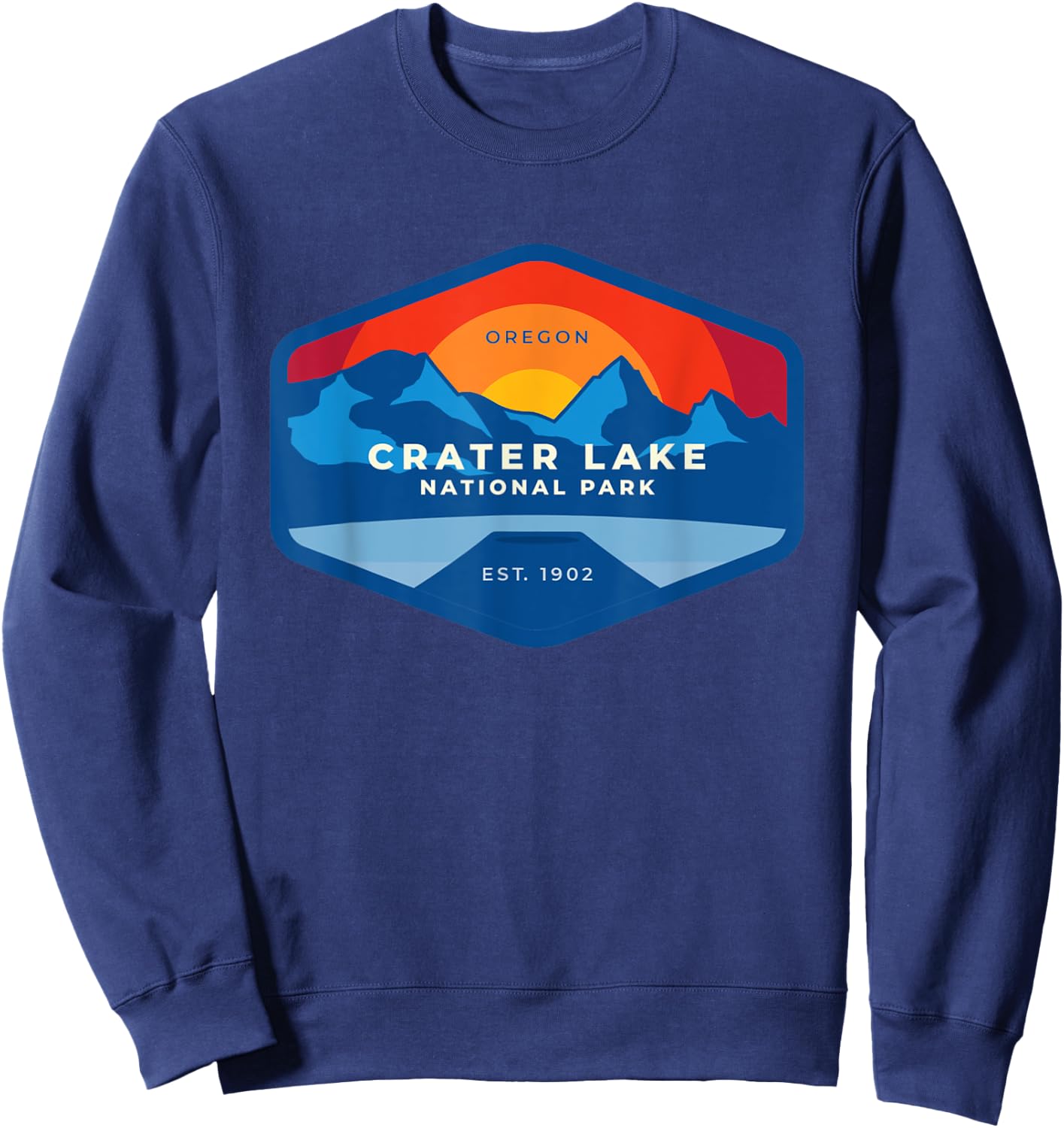 Vintage Sunset At Crater Lake National Park Oregon Sweatshirt - Sweatshirt | Navy