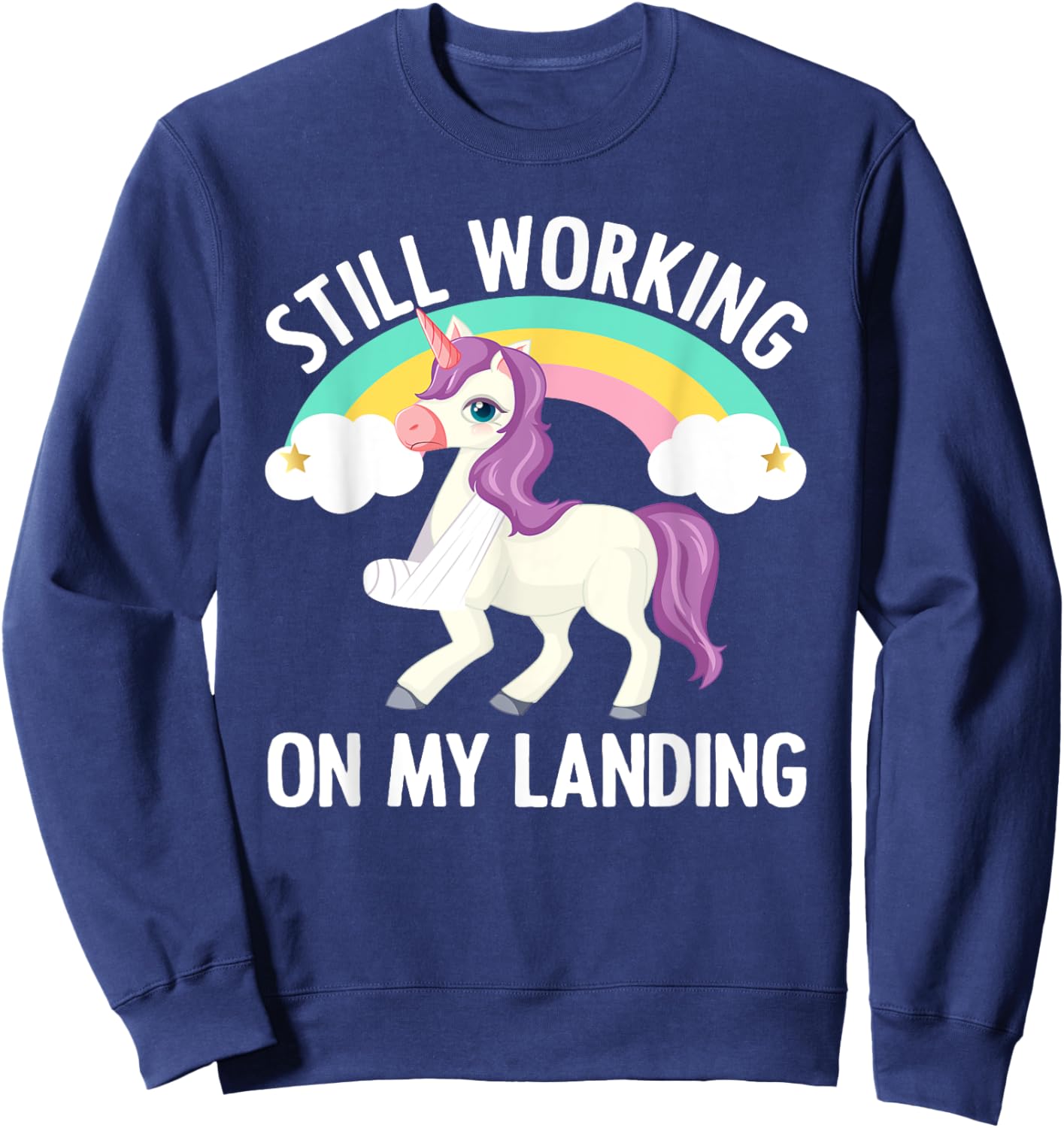Cool Broken Arm Women Broke Elbow Hand Unicorn Sweatshirt - Sweatshirt | Navy