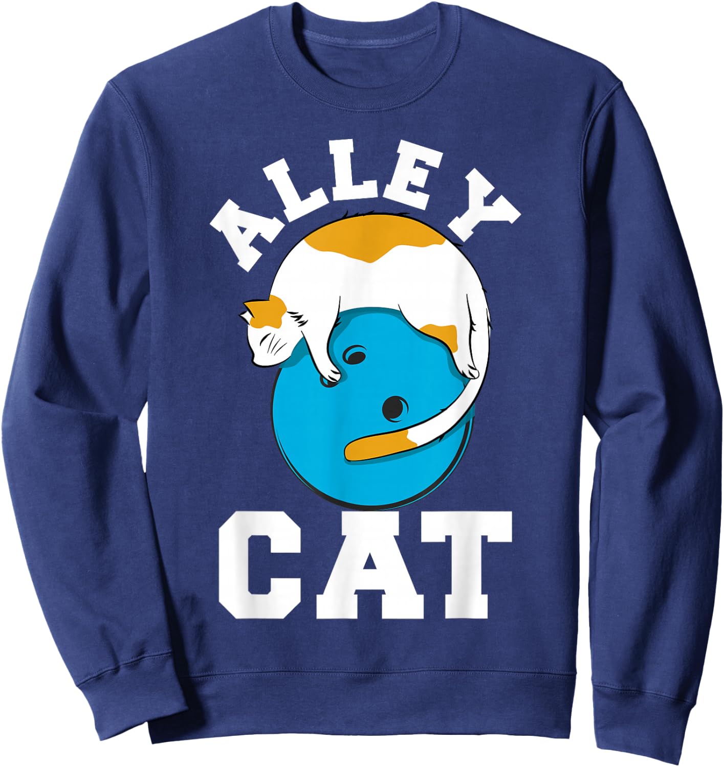 Funny Bowling Cat Pun Alley Cat Sweatshirt - Sweatshirt | Navy