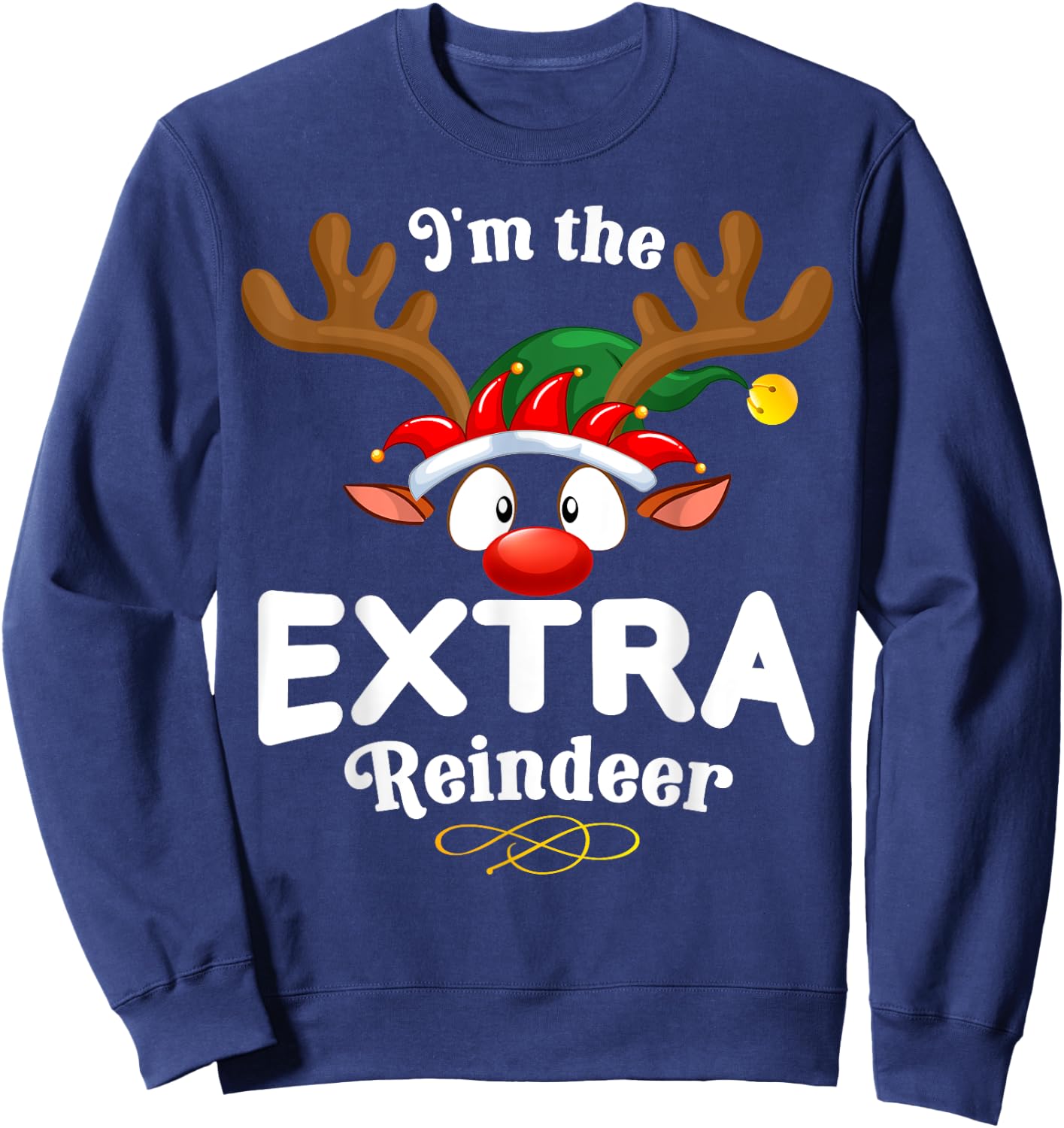 Christmas PJS Extra XMas Reindeer Matching Sweatshirt - Sweatshirt | Navy
