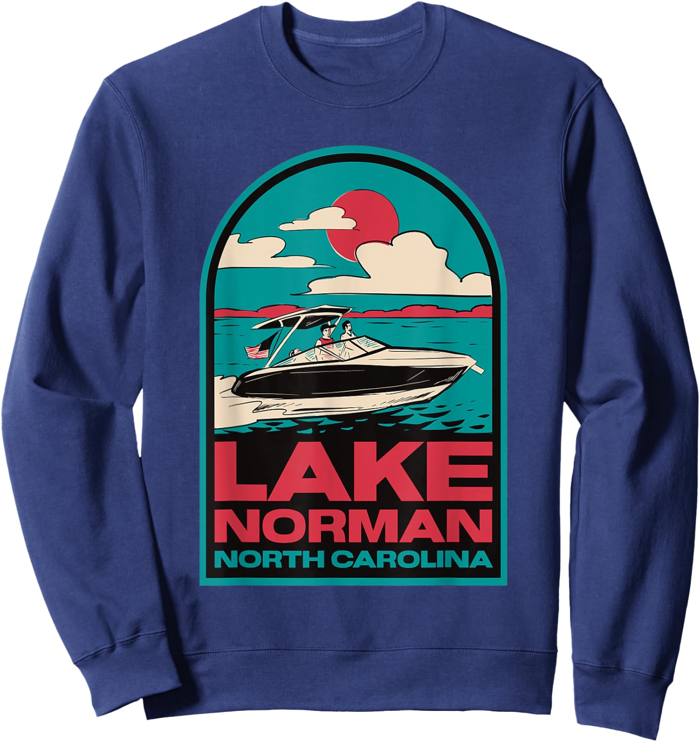 Lake Norman Retro Boating NC Sweatshirt - Sweatshirt | Navy