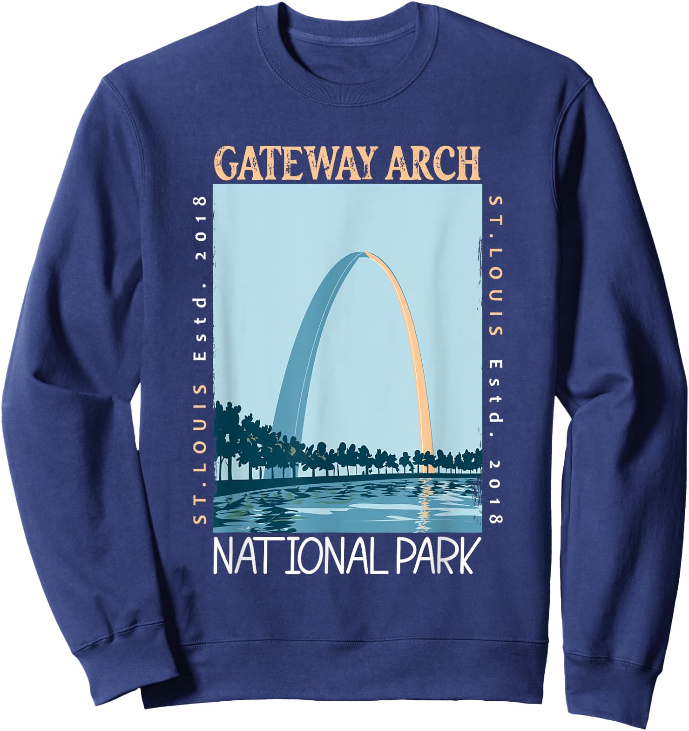 Gateway Arch National Park Distressed Vintage Sweatshirt - Sweatshirt | Navy