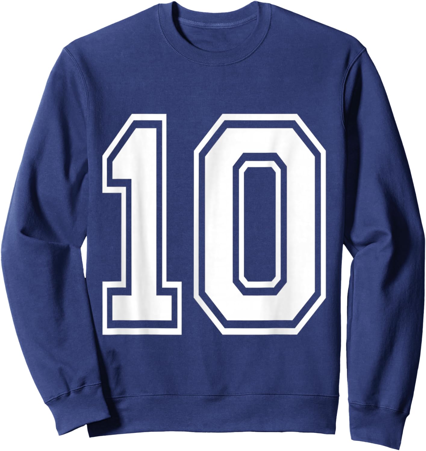 Number 10 Baseball Football Soccer Numbered Jersey Sweatshirt - Sweatshirt | Navy