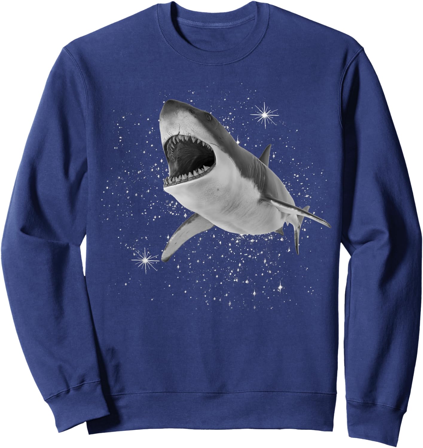 Shark Black and White Starry Stars Sweatshirt - Sweatshirt | Navy